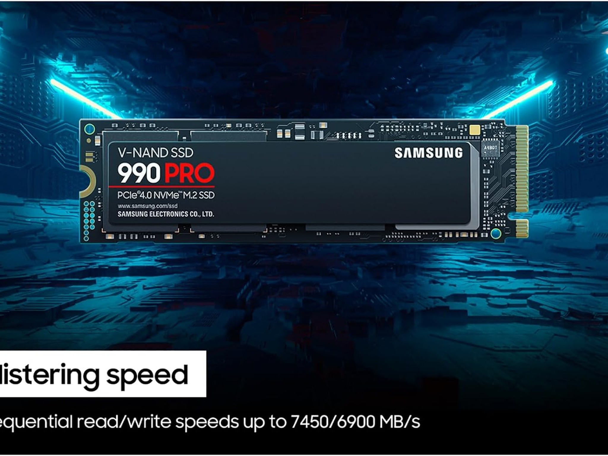 Samsung 990 PRO 2TB NVMe SSD – PCIe 4.0 M.2 2280 – Up to 7,450 MB/s