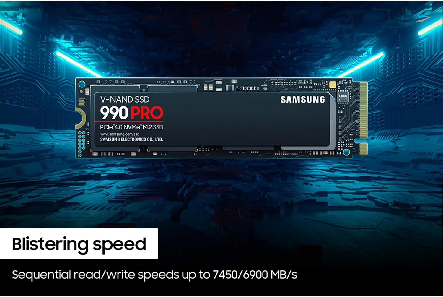Samsung 990 PRO 2TB NVMe SSD – PCIe 4.0 M.2 2280 – Up to 7,450 MB/s