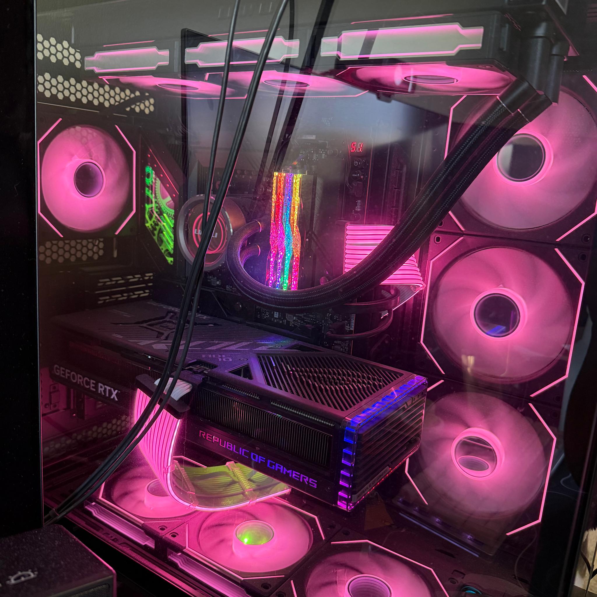 RTX 4080 Super, ryzen 7950x3d, 4TB Storage, 64GB Ram, ElGato Capture card and webcam streaming setup