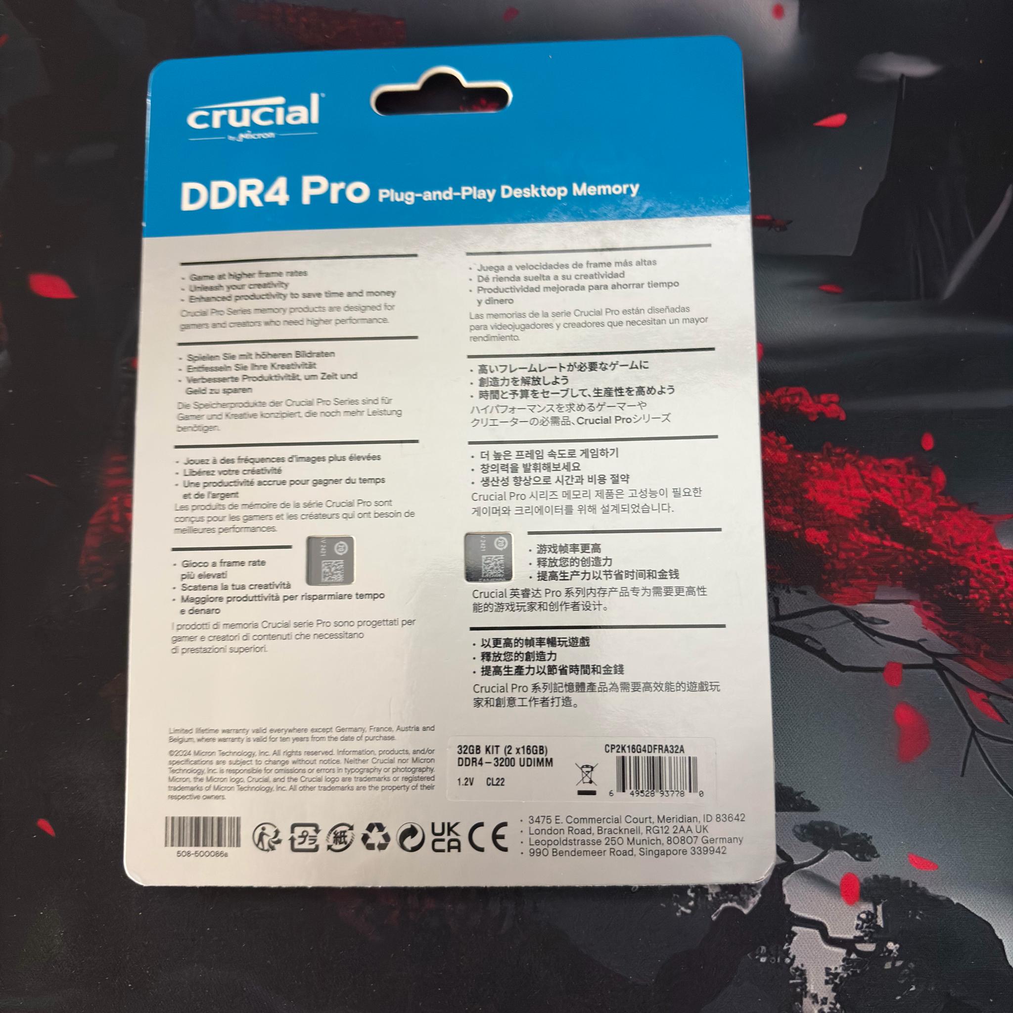 Crucial Pro 32GB Kit (2x16GB) DDR4 3200MHz