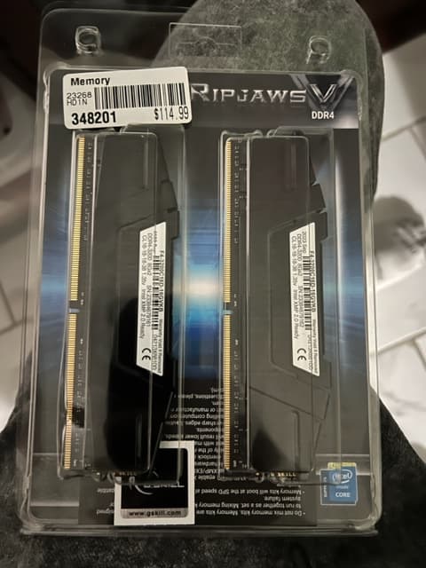 G.Skill Ripjaws V 16GB (2 x 8GB) DDR4-3200 PC4-25600 CL16 Dual Channel Desktop Memory Kit 3200C16D