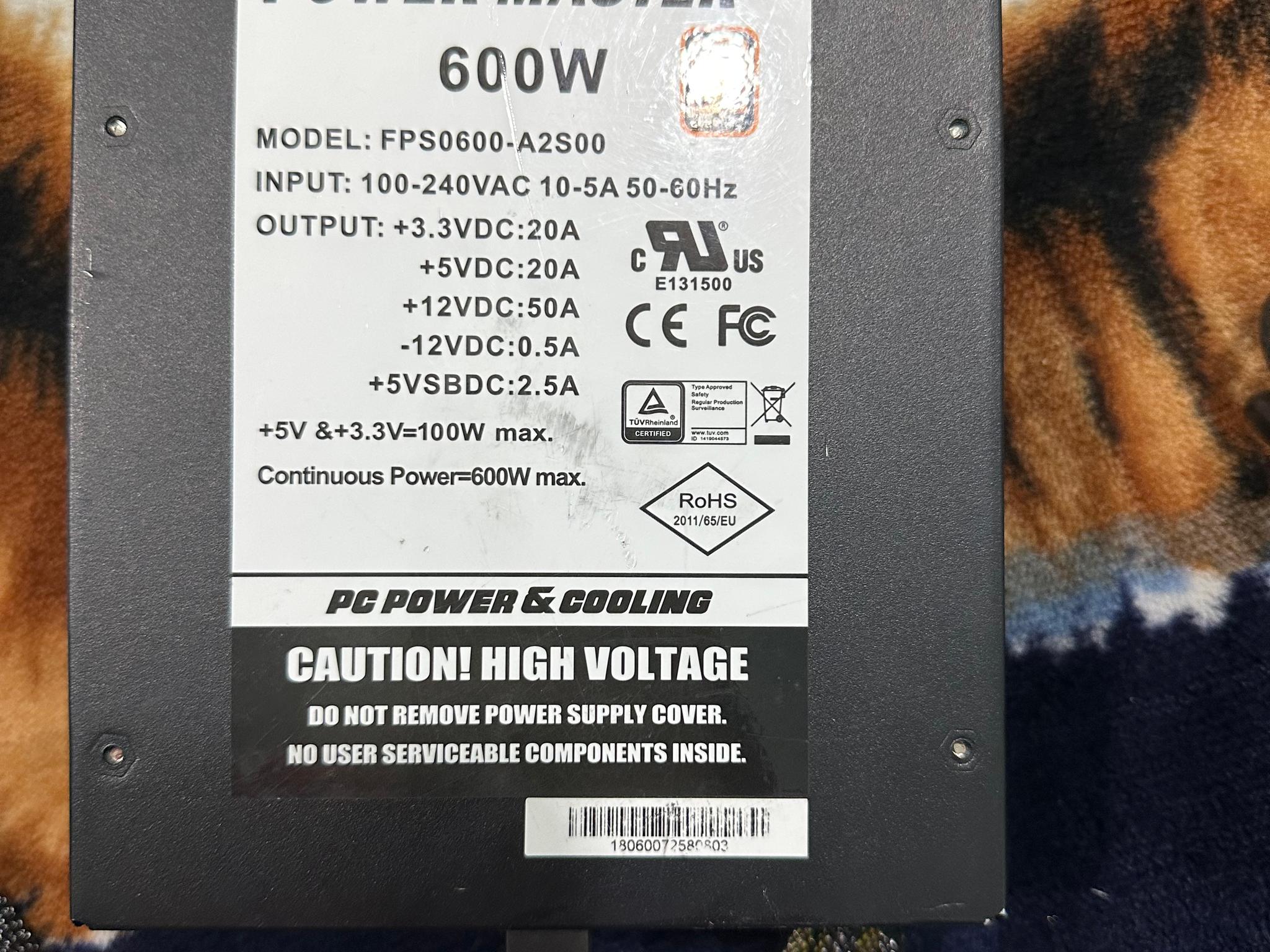 PowerMaster 600W Power Supply - Please Read Description