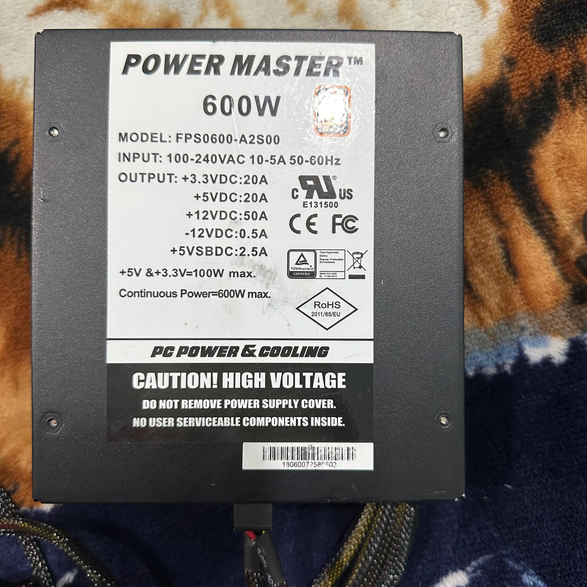 PowerMaster 600W Power Supply - Please Read Description