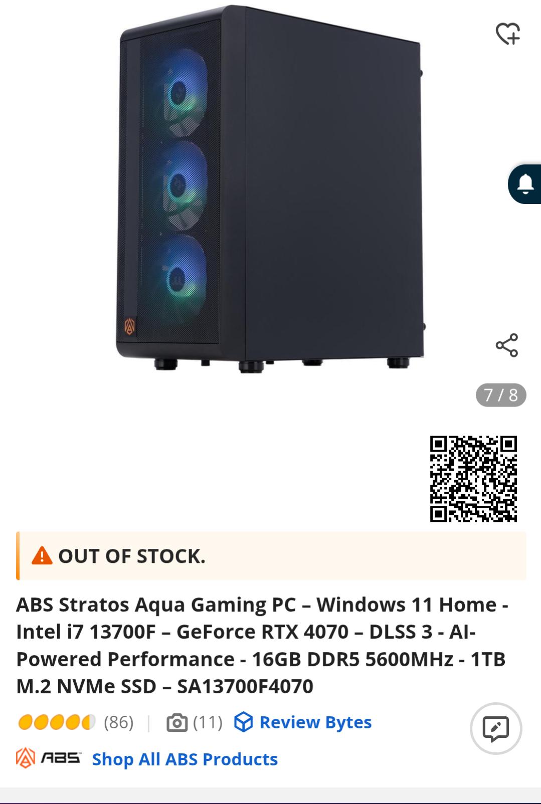 ABS Stratos Aqua Gaming PC – Windows 11 Home - Intel i7 13700F – GeForce RTX 4070