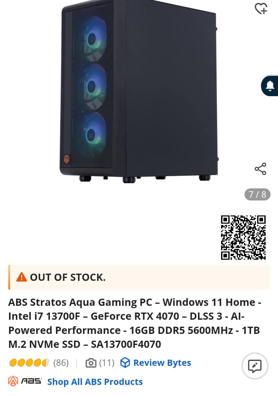 ABS Stratos Aqua Gaming PC – Windows 11 Home - Intel i7 13700F – GeForce RTX 4070