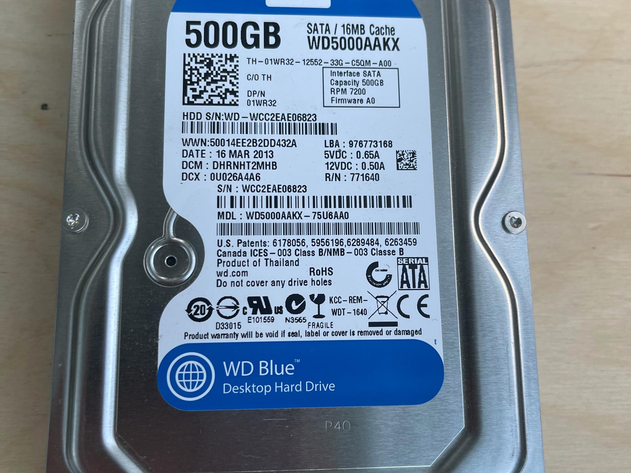 Western Digital blue HDD 500gb