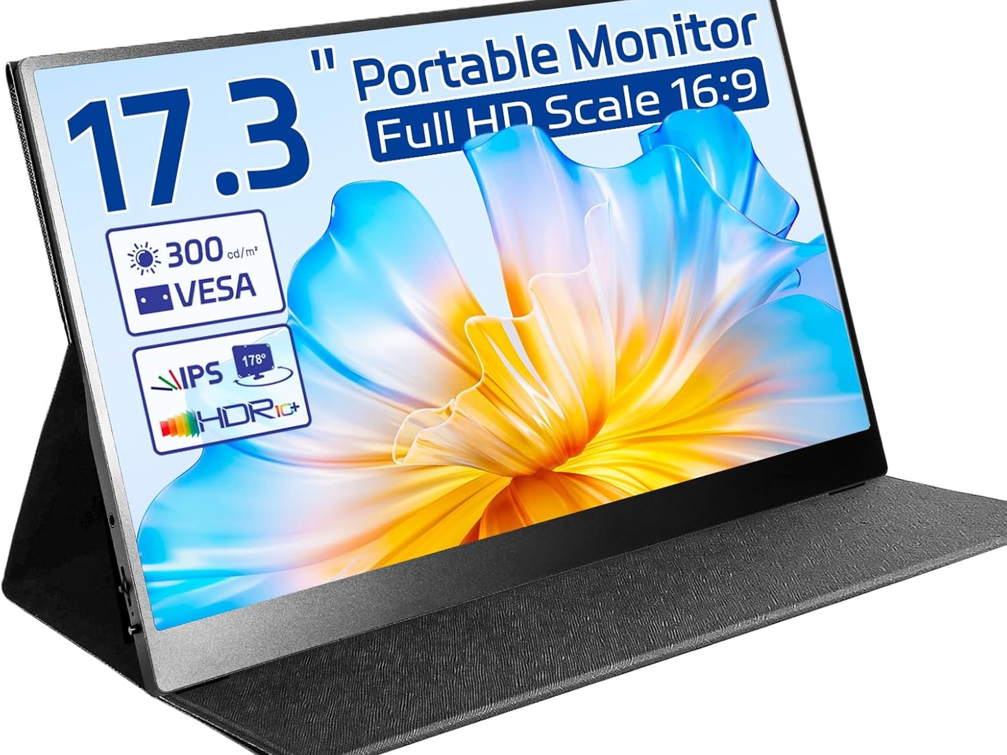 17.3" Portable Monitor FHD 1080P 60Hz Portable Screen HDMI USB-C HDR