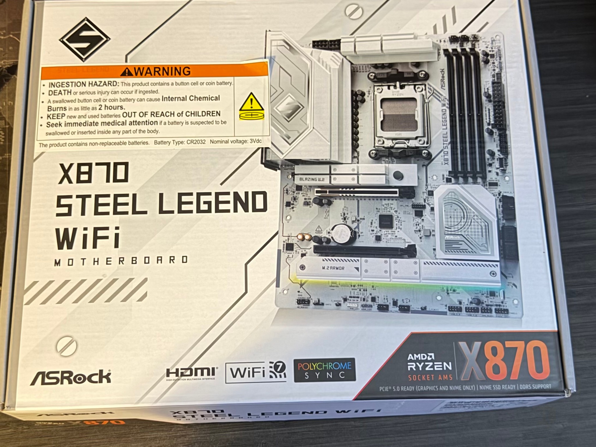 ASRock X870 STEEL LEGEND WIFI AM5 AMD X870 ATX Motherboard (White)