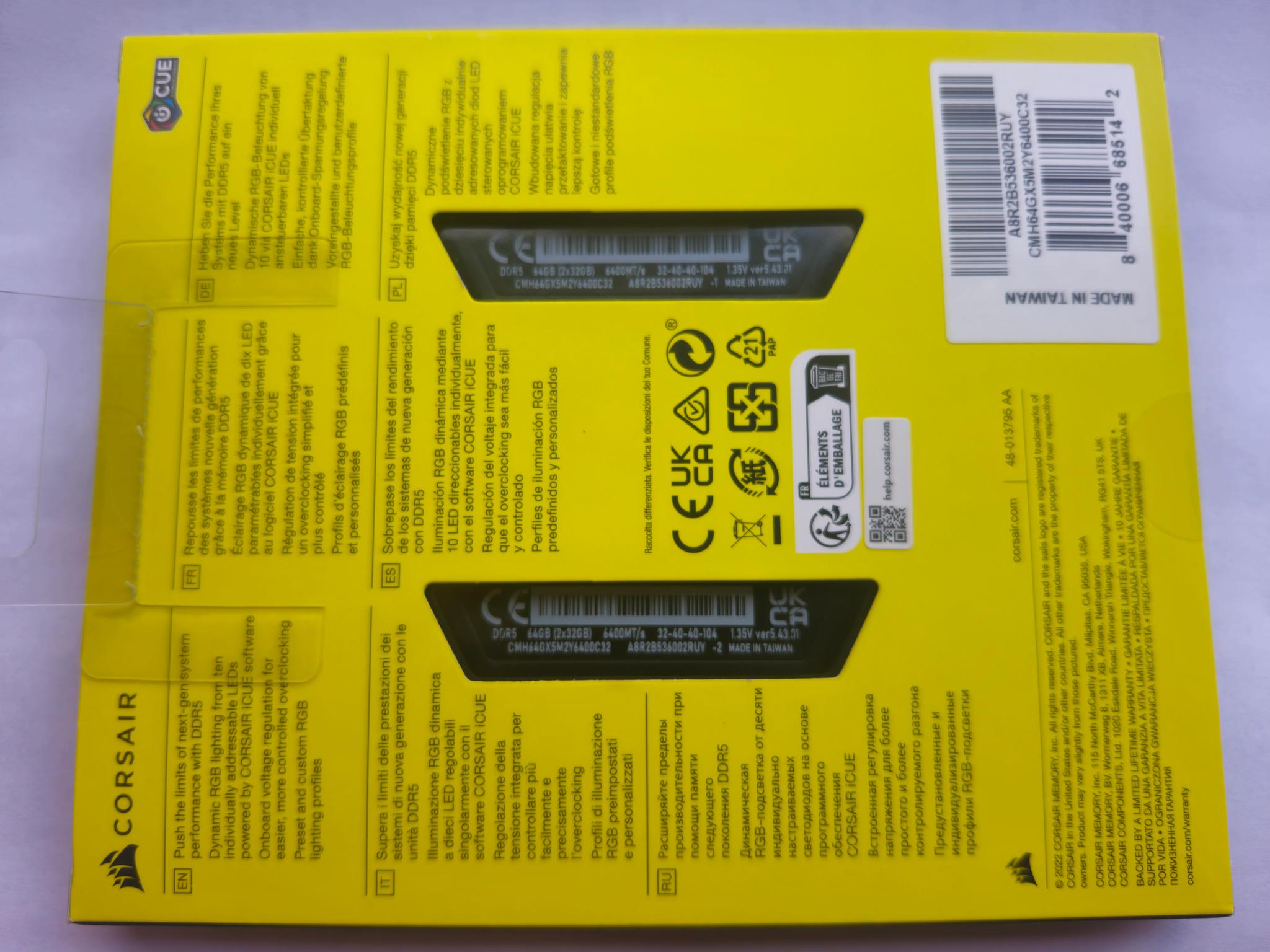Corsair Vengeance RGB DDR5 64GB (2x32) 6400MHz CL32 Memory SEALED BRAND NEW
