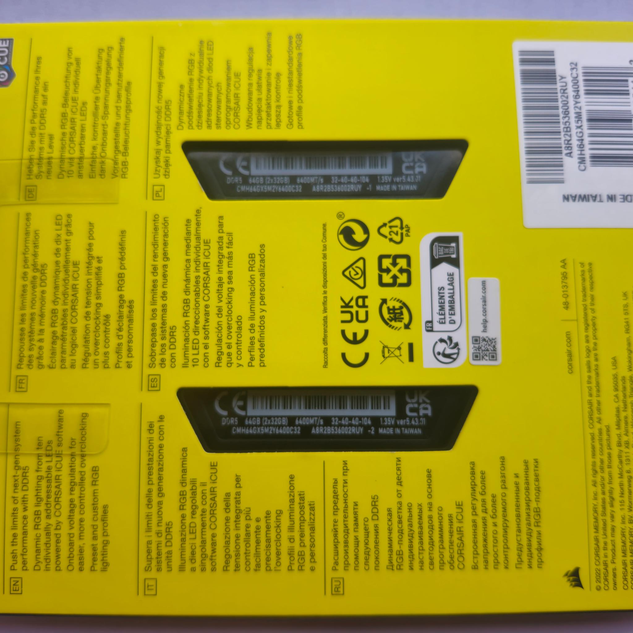 Corsair Vengeance RGB DDR5 64GB (2x32) 6400MHz CL32 Memory SEALED BRAND NEW