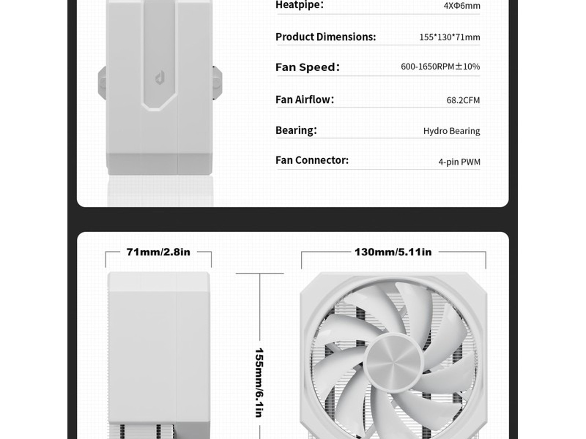 White Single Fan CPU Cooler