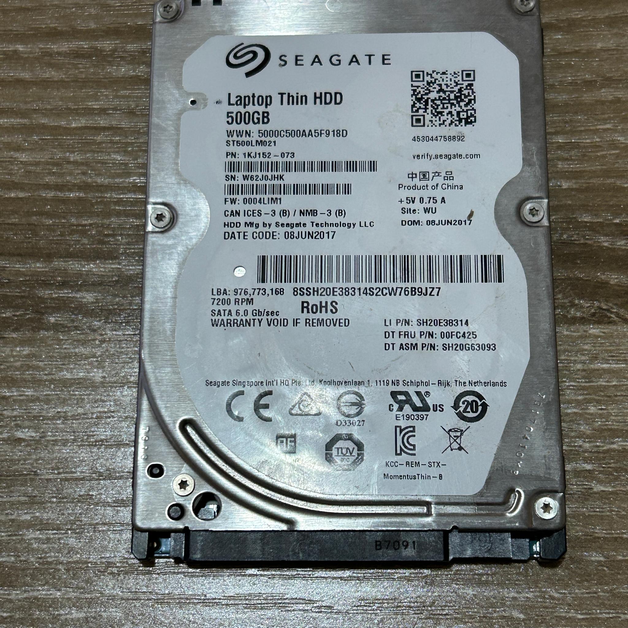 Seagate ST500LM021 500GB 2.5" 6Gb/s  7.2K RPM SATA HDD P/N: 1KJ152-073