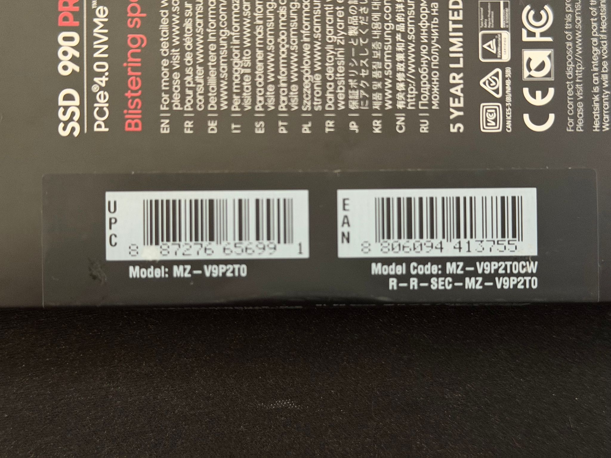 Samsung 990 PRO 2TB with Heatsink – Sealed Retail Box