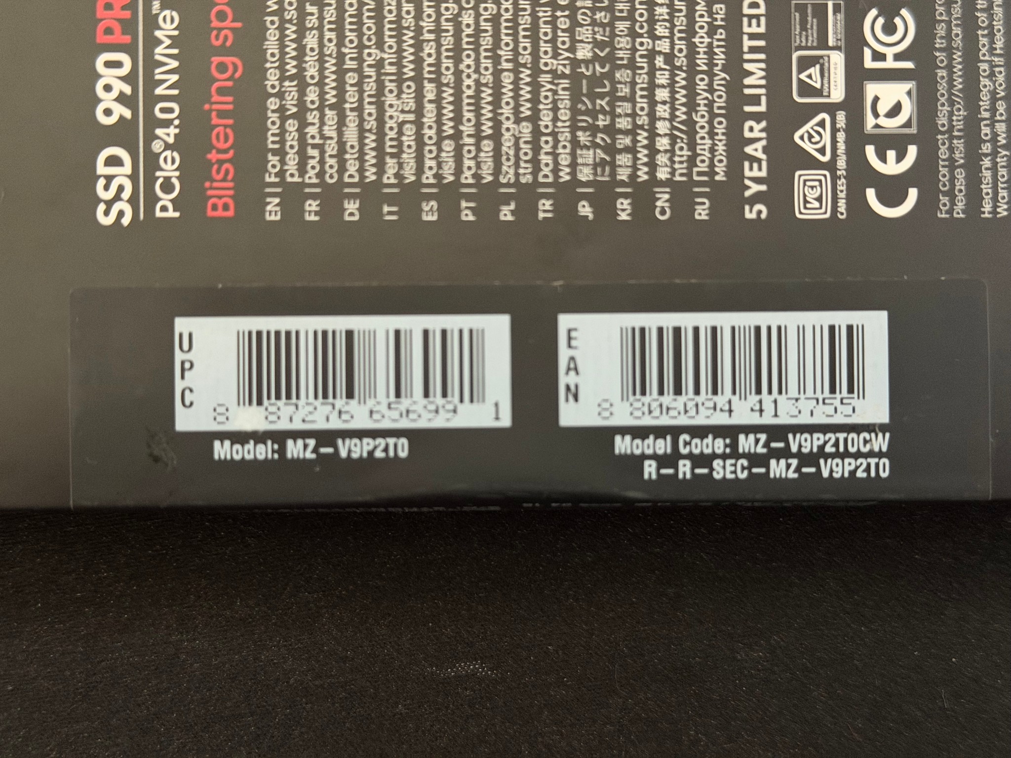 Samsung 990 PRO 2TB with Heatsink – Sealed Retail Box