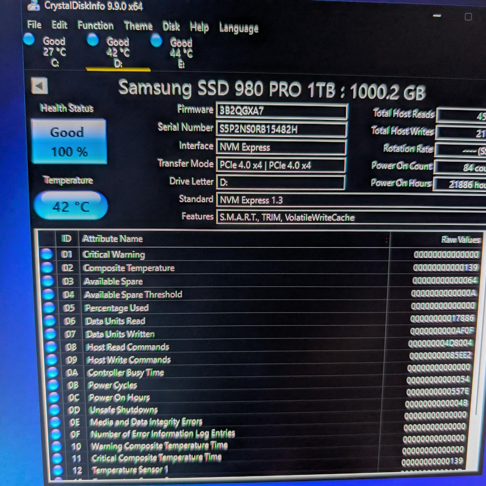 Samsung 980 Pro M.2 NVMe SSD *100% Health*