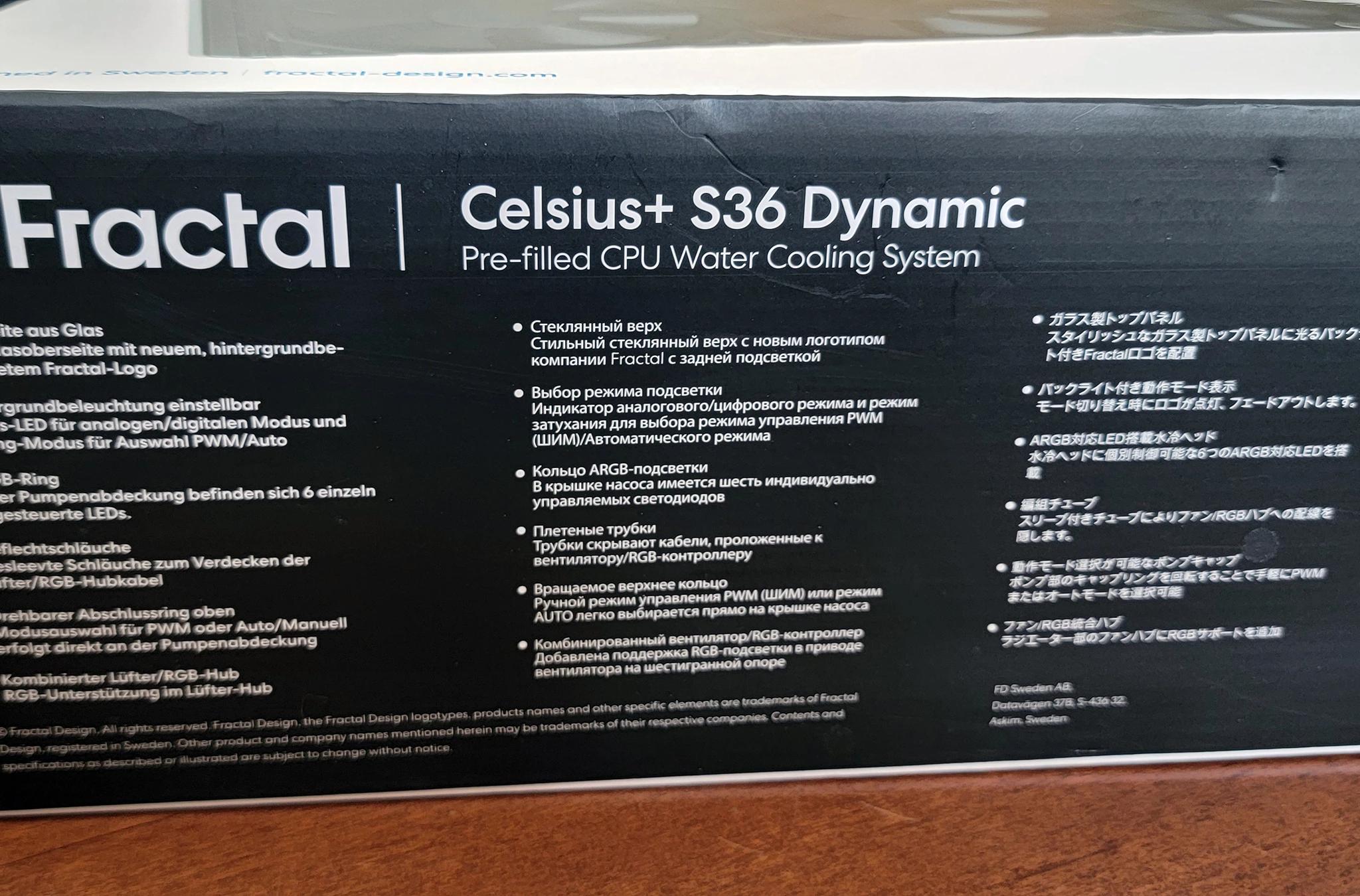 Fractal Designs Celsius+ S36 Dynamic 360mm AIO Liquid CPU Cooler **READ**