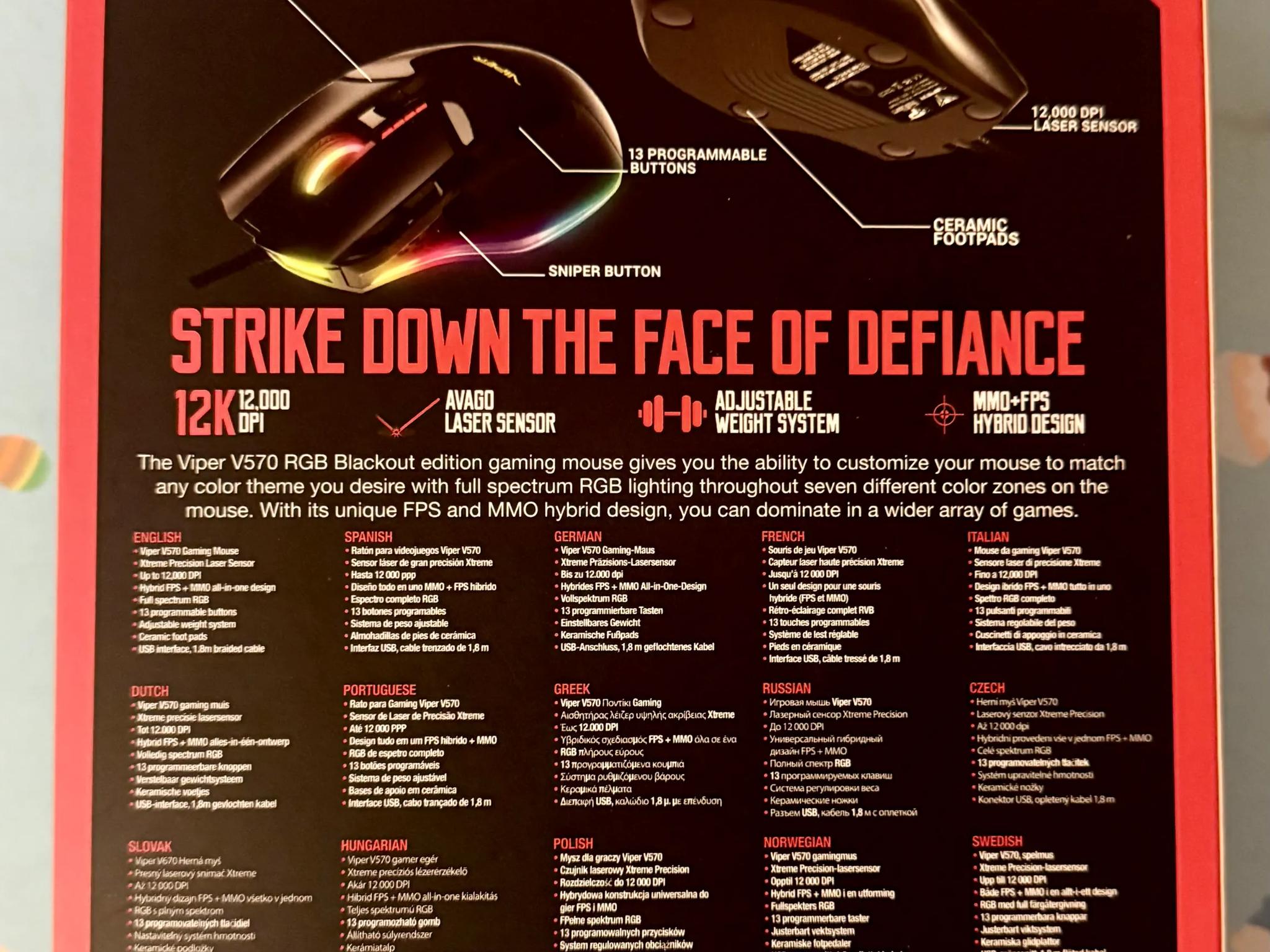 Patriot Viper Gaming V570 RGB Blackout Gaming Mouse