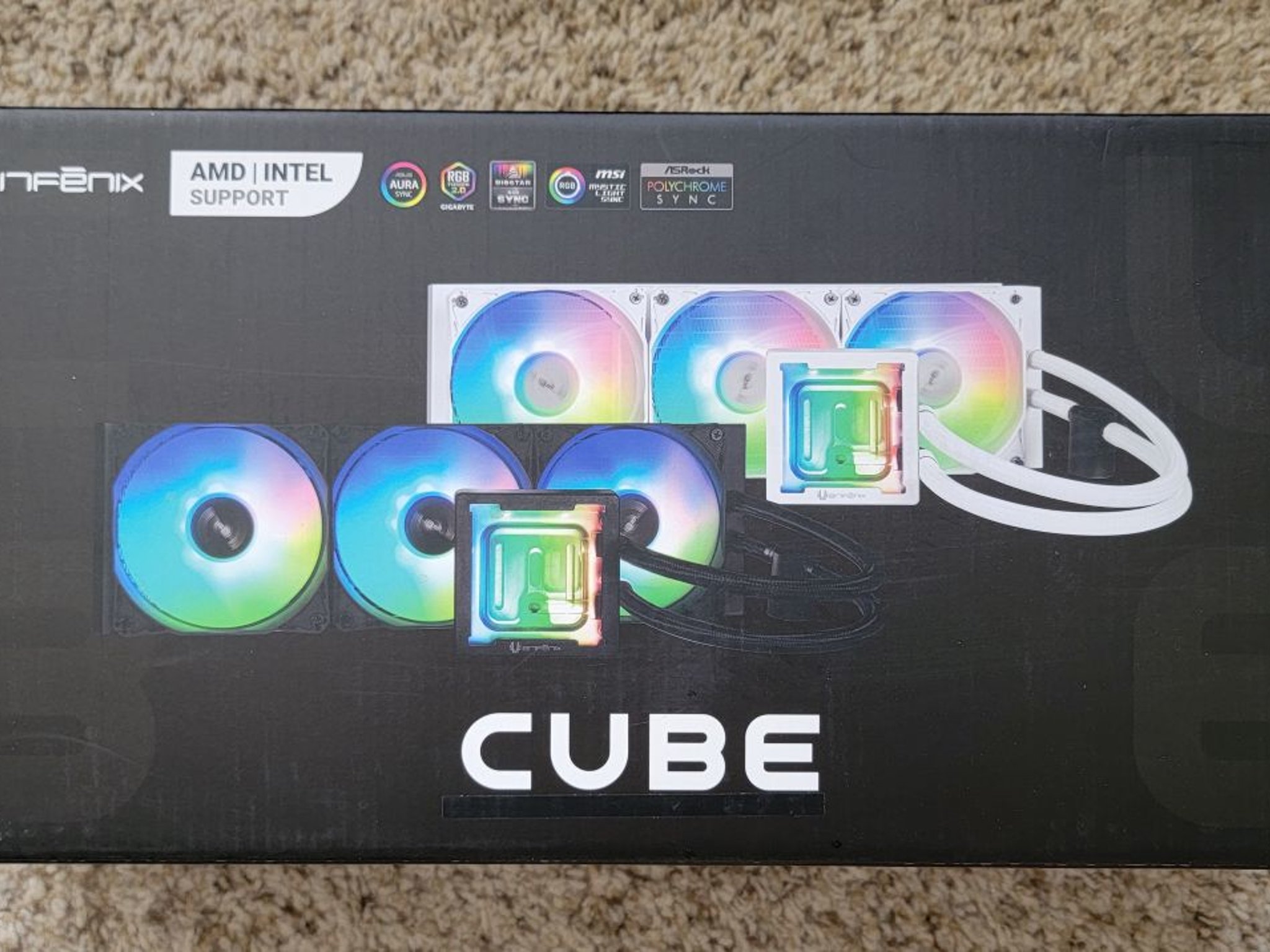 BitFenix Cube AIO ARGB CPU Liquid Cooler 360mm Radiator (Black) - Brand New In Box