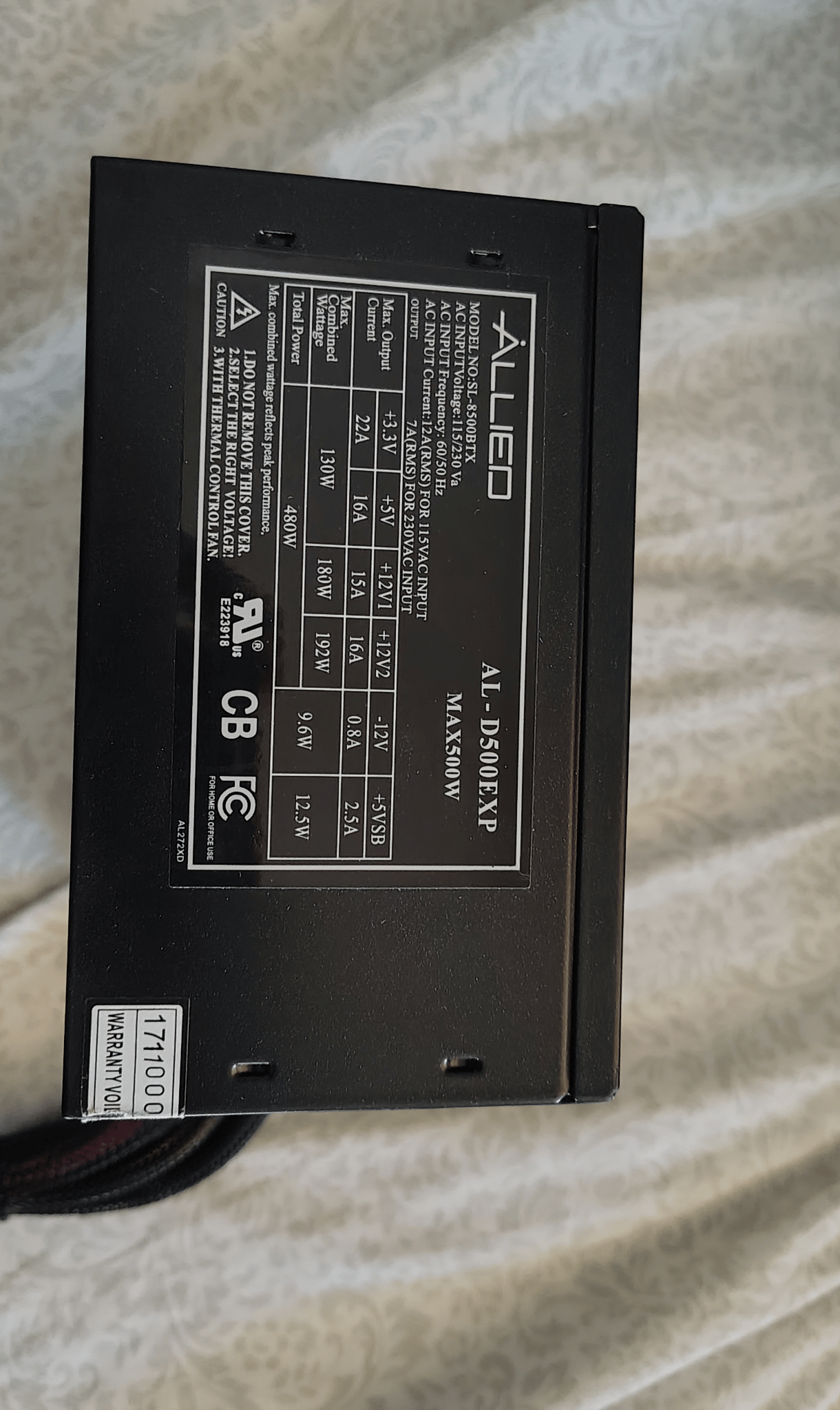Allied AL-D500EXP MAX 500W ATX Power Supply.