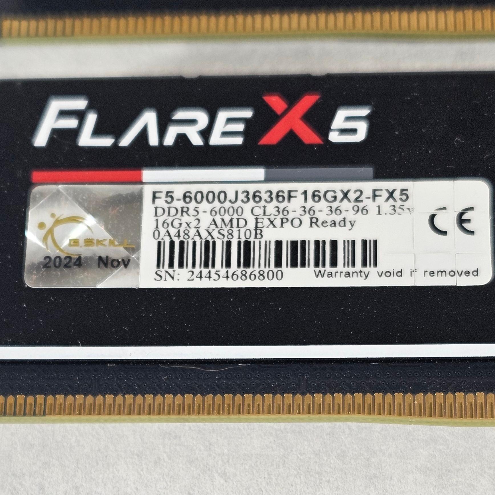 32GB DDR5 (2x16GB) CL36 6000MT/s G.Skill Flare X5