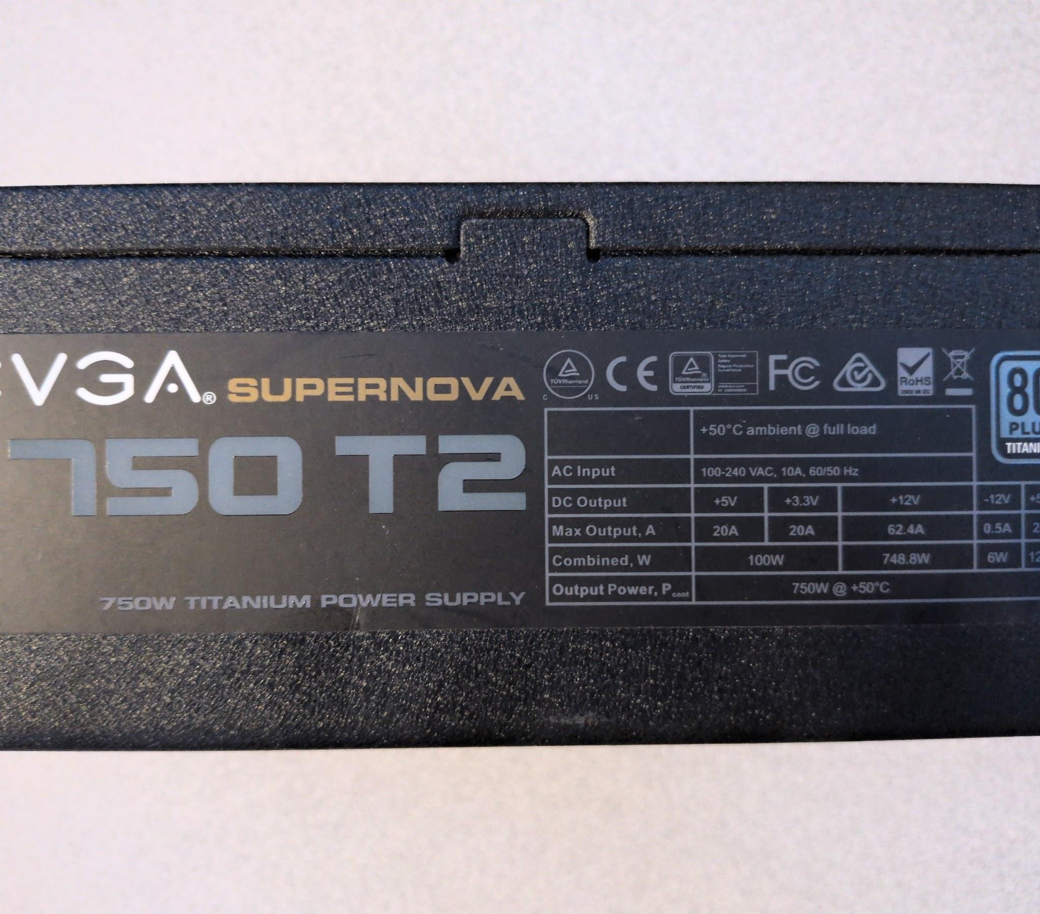 EVGA SuperNOVA 750 T2 750W Titanium PSU - Tested - S/N 0447