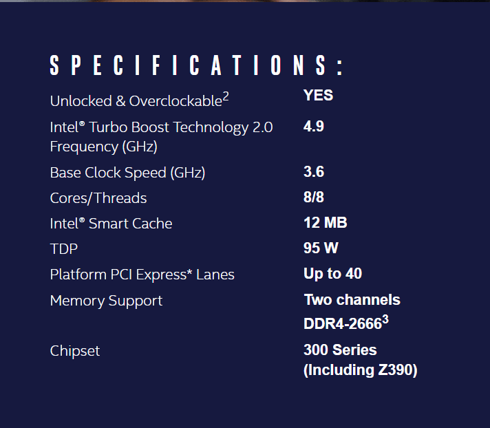 NEW Intel 9th Gen - Core i7-9700K 8-Core (4.9 GHz Turbo) LGA 1151 (300 Series) Desktop Processor