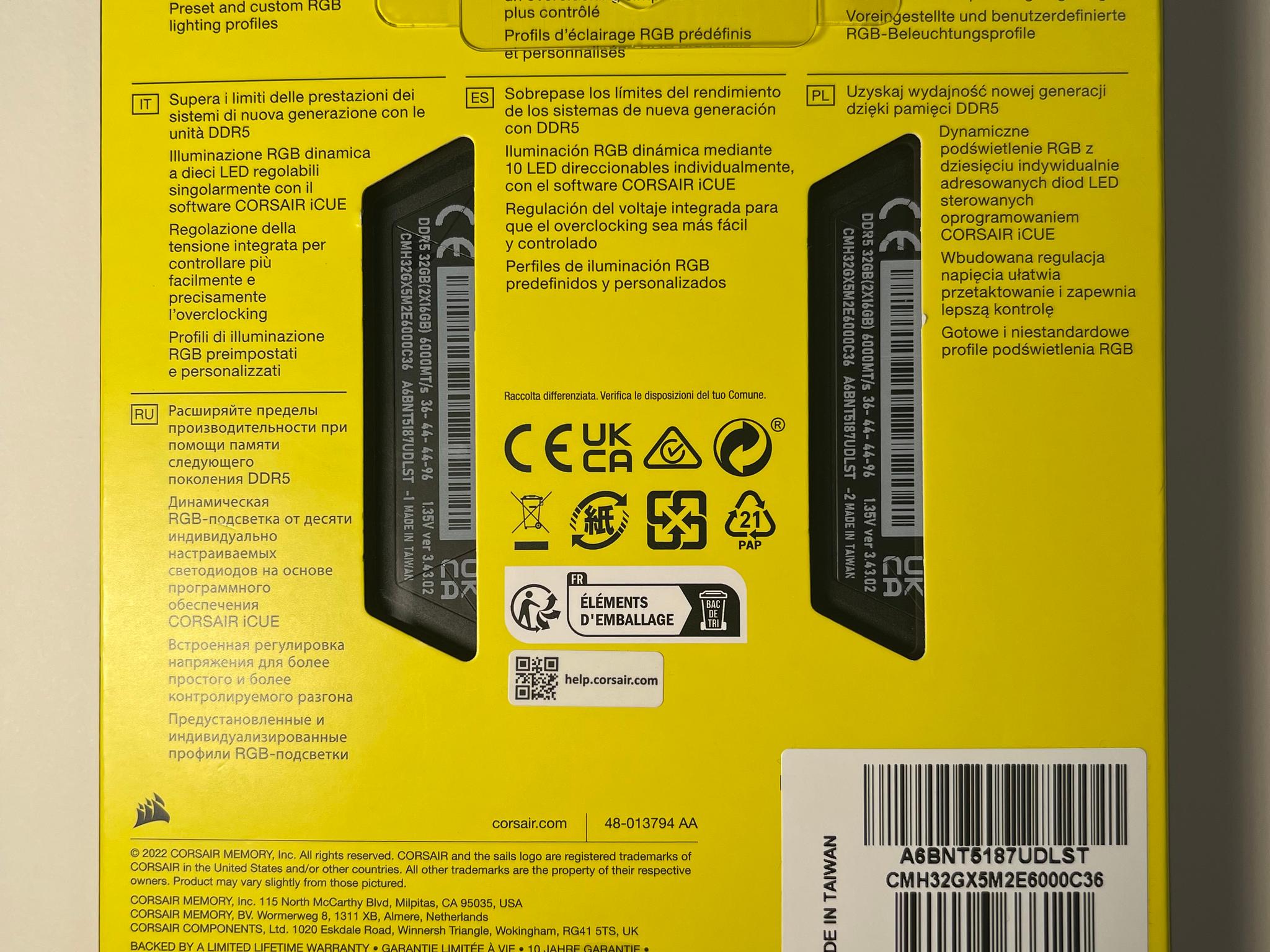 Corsair Vengeance RGB 32GB DDR5-6000 (2x16GB) — Black