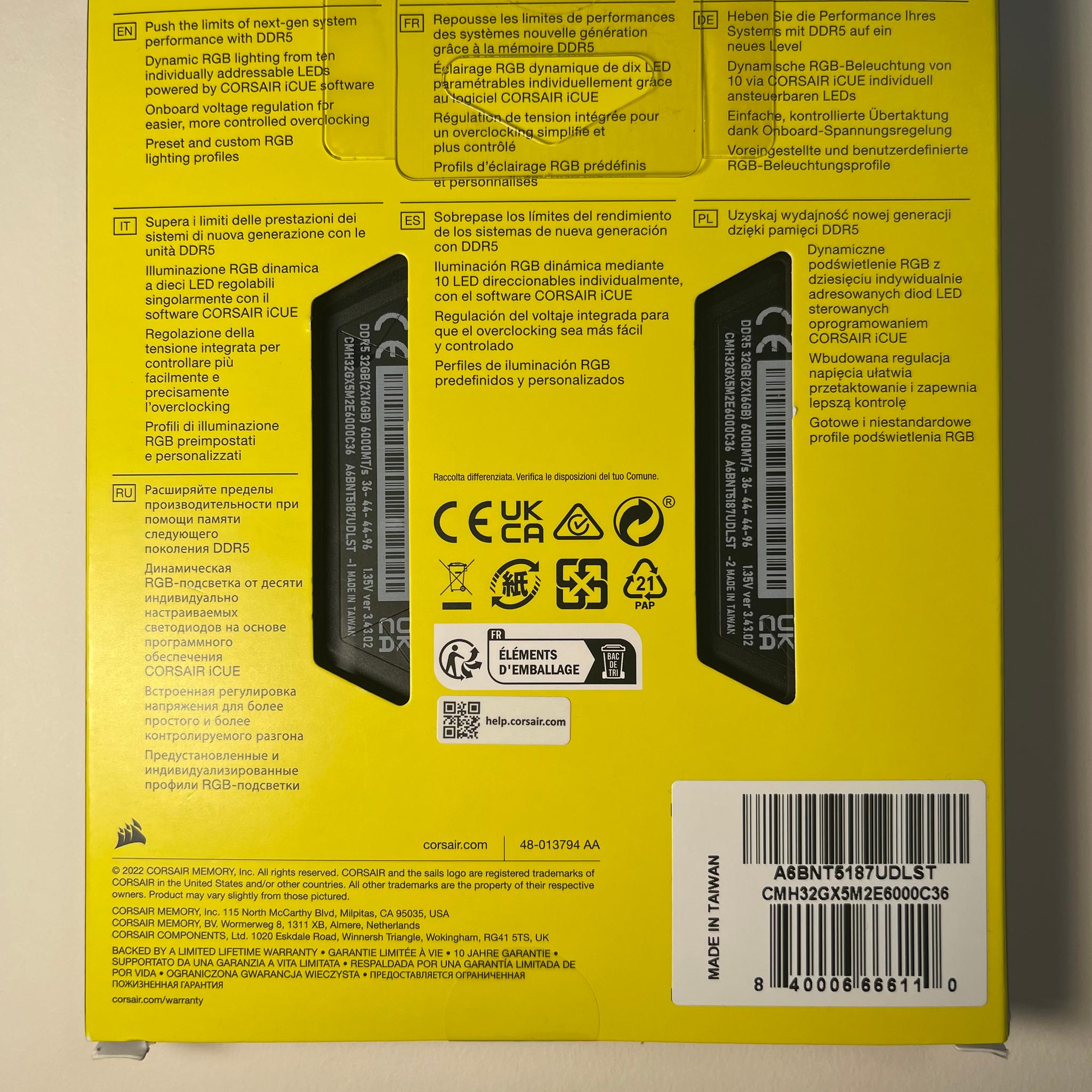 Corsair Vengeance RGB 32GB DDR5-6000 (2x16GB) — Black