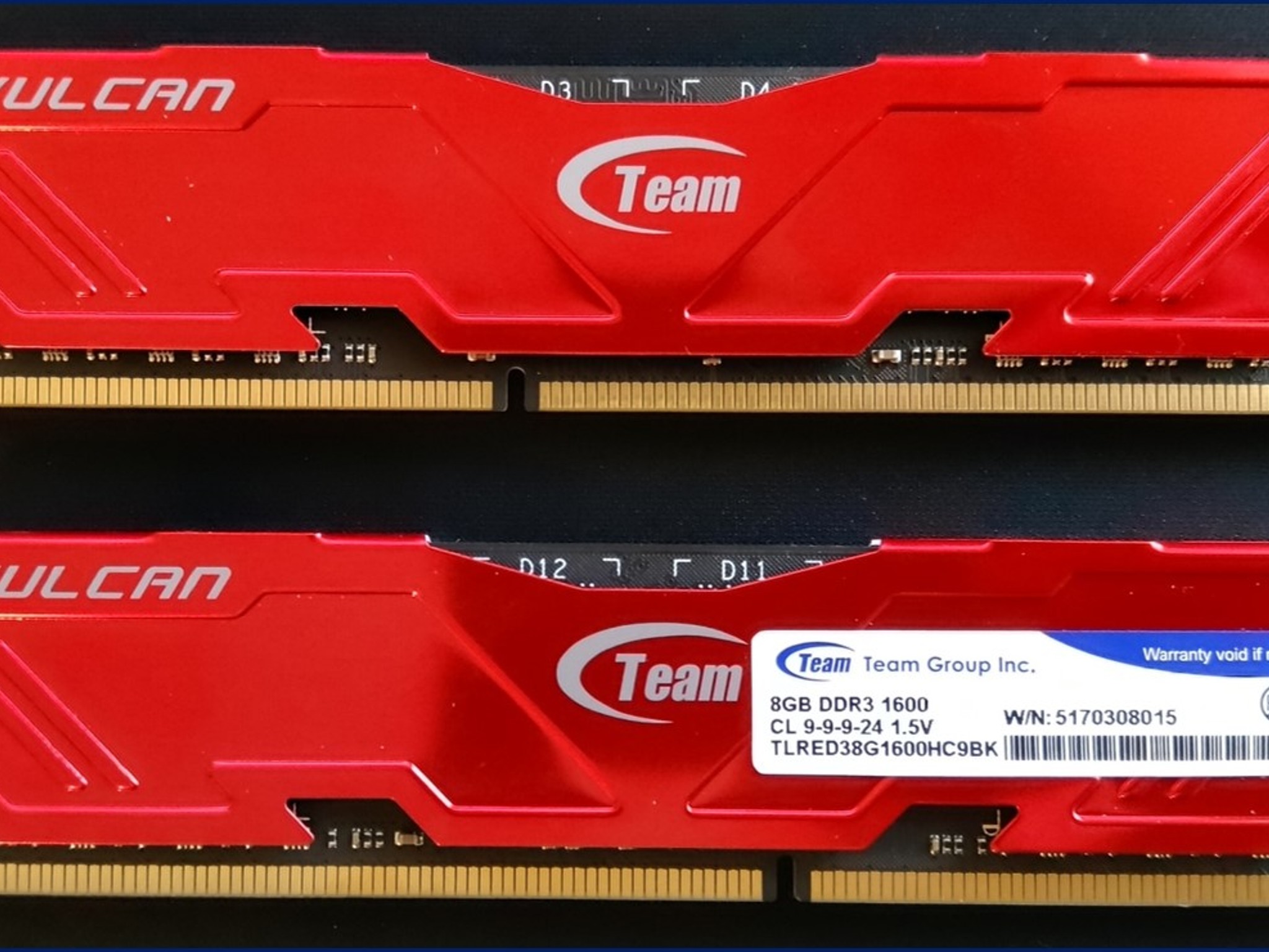 TeamGroup Vulcan Red 16GB(2x8GB) DDR3 1600MHz CL9 RAM