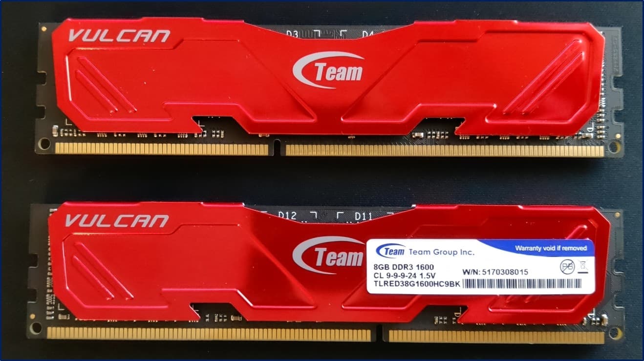 TeamGroup Vulcan Red 16GB(2x8GB) DDR3 1600MHz CL9 RAM