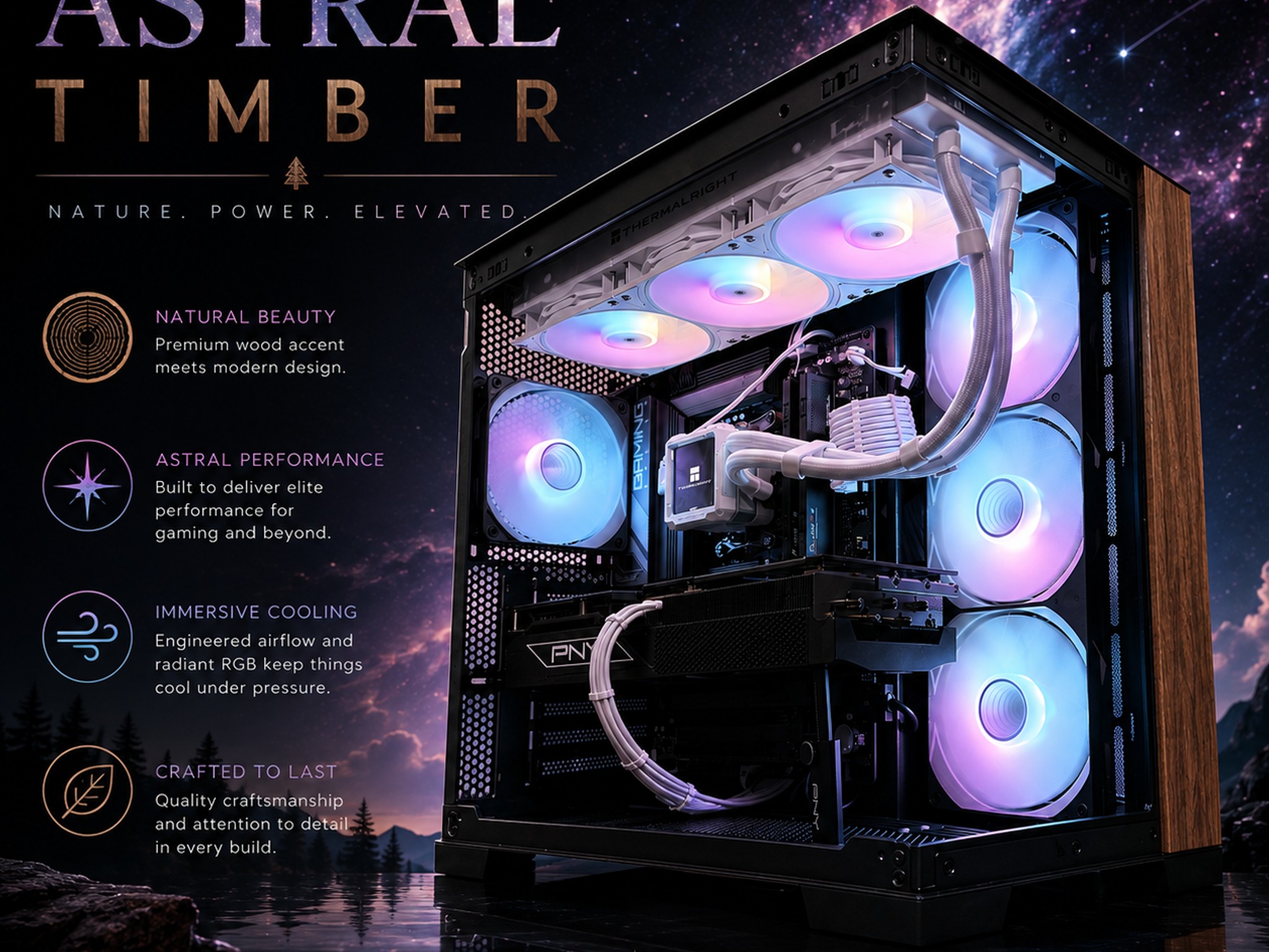 🌈"Astral Timber"🪵| 4k Gaming | RTX 5080 16GB | Ryzen 7 7800X3d | 32B DDR5 Ram | 2TB Storage