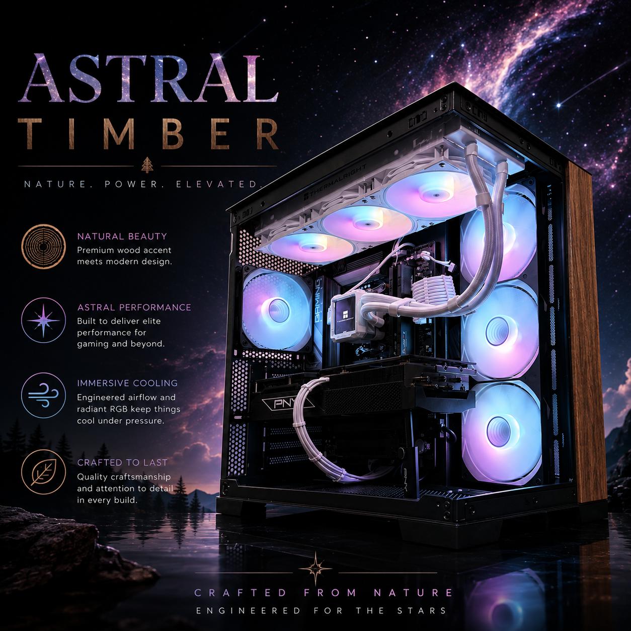 🌈"Astral Timber"🪵| 4k Gaming | RTX 5080 16GB | Ryzen 7 7800X3d | 32B DDR5 Ram | 2TB Storage