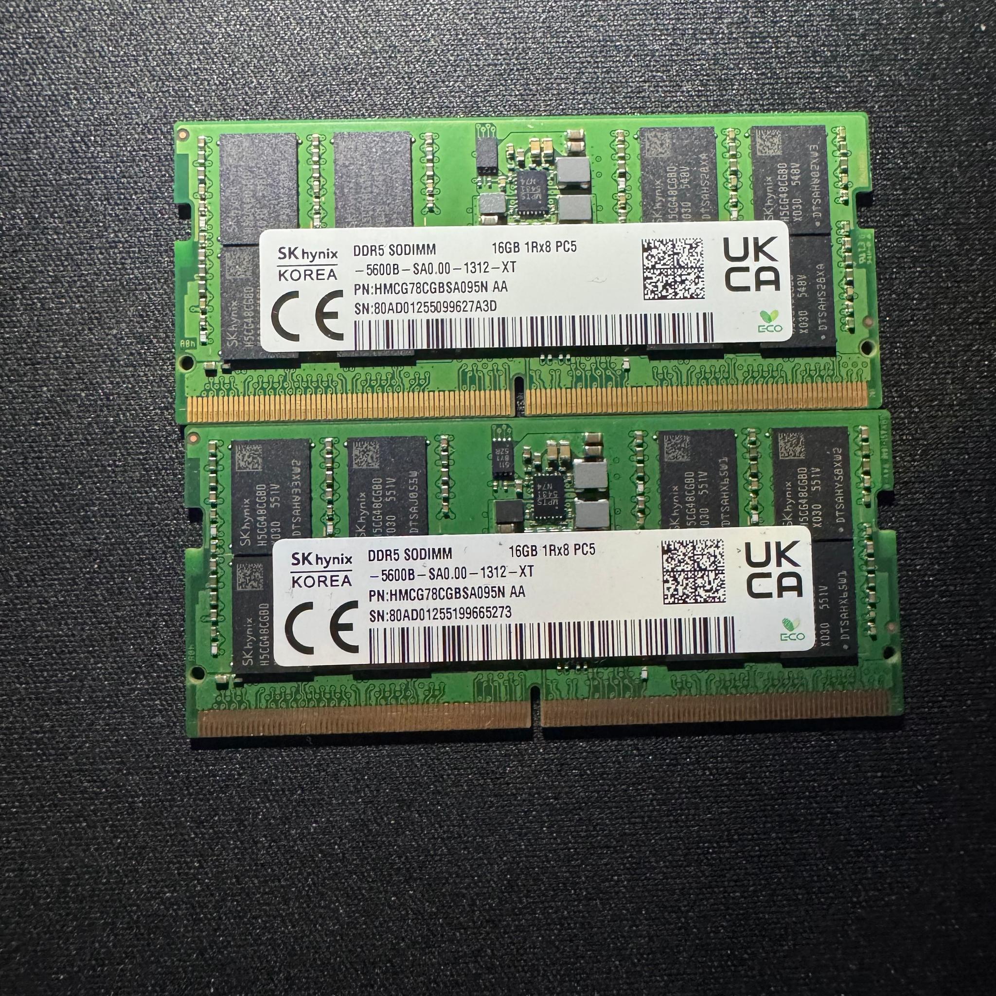 SK hynix 32GB (2x16GB) DDR5 5600MHz SODIMM Laptop RAM