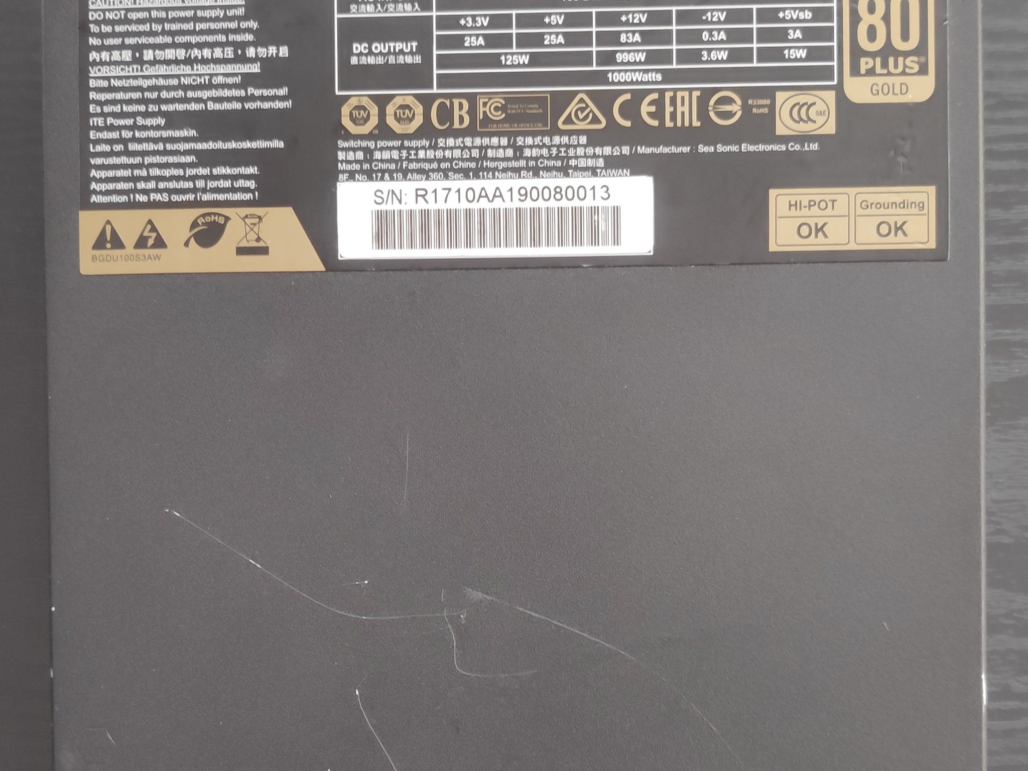 Seasonic Prime Ultra 1000 Gold, 1000W, 80 PLUS Gold Certified, Fully Modular Power Supply