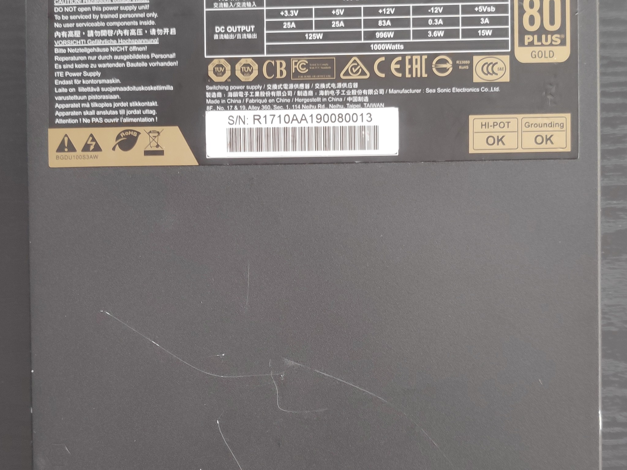 Seasonic Prime Ultra 1000 Gold, 1000W, 80 PLUS Gold Certified, Fully Modular Power Supply