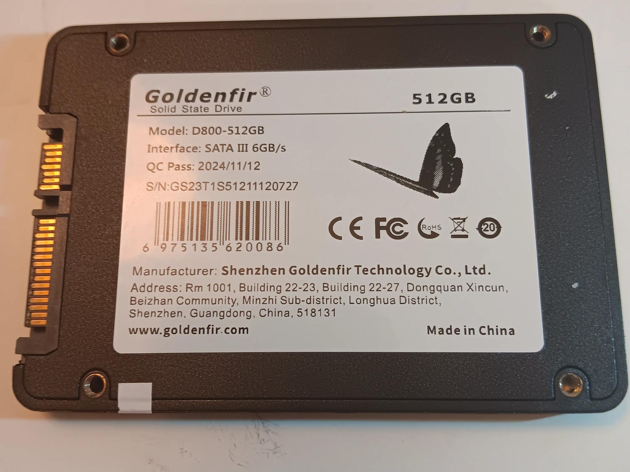 Goldenfir, 2.5" SATA SSD, 512 GB