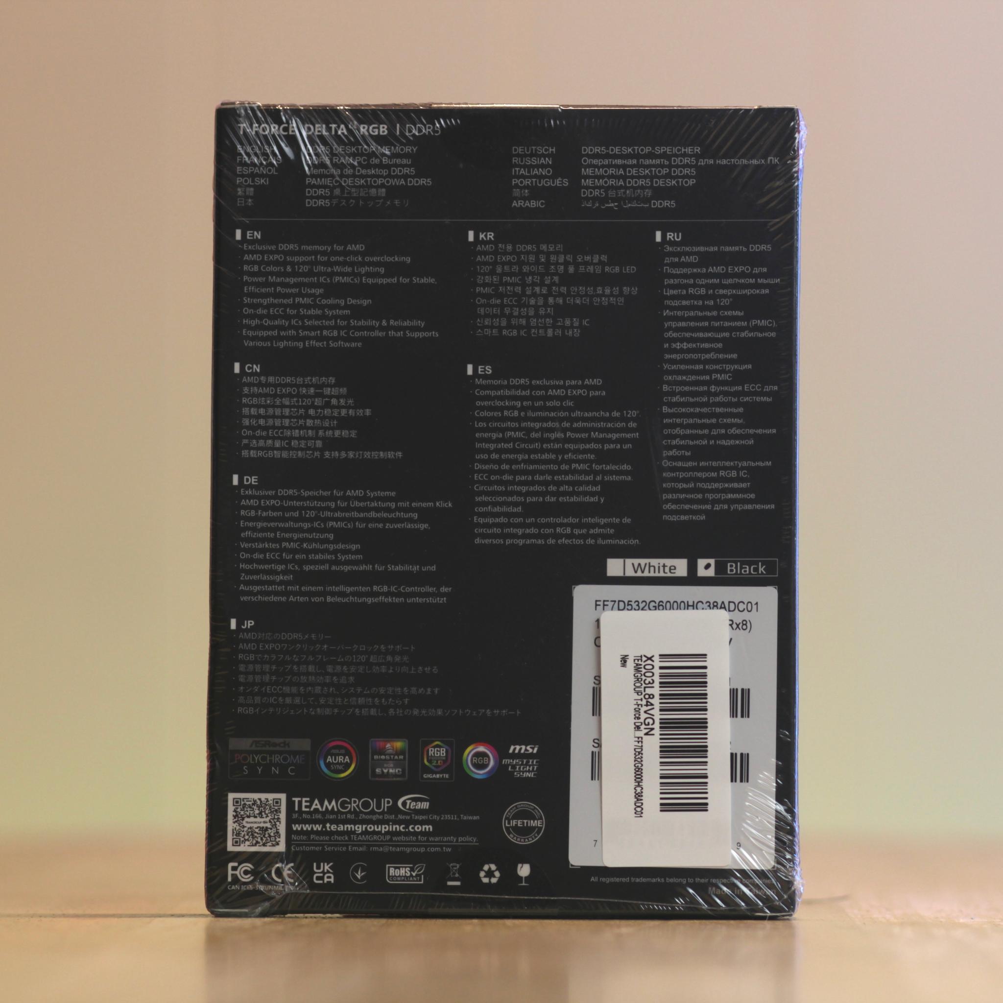 Brand New! T-Force DELTA RGB DDR5 32GB 6000MT/s CL38 Black