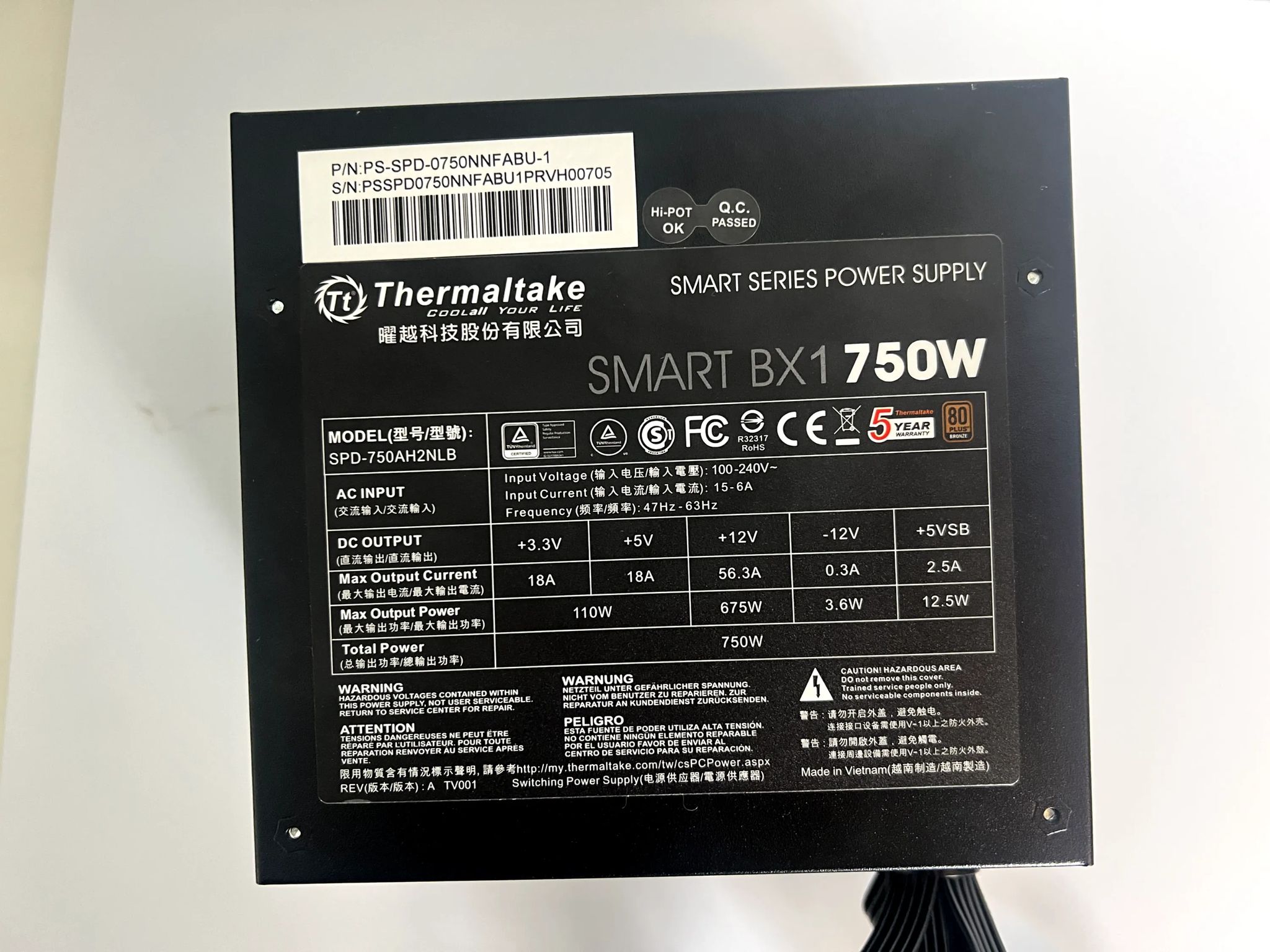 Thermaltake Smart BX1 750W 80+ Bronze Certified PSU