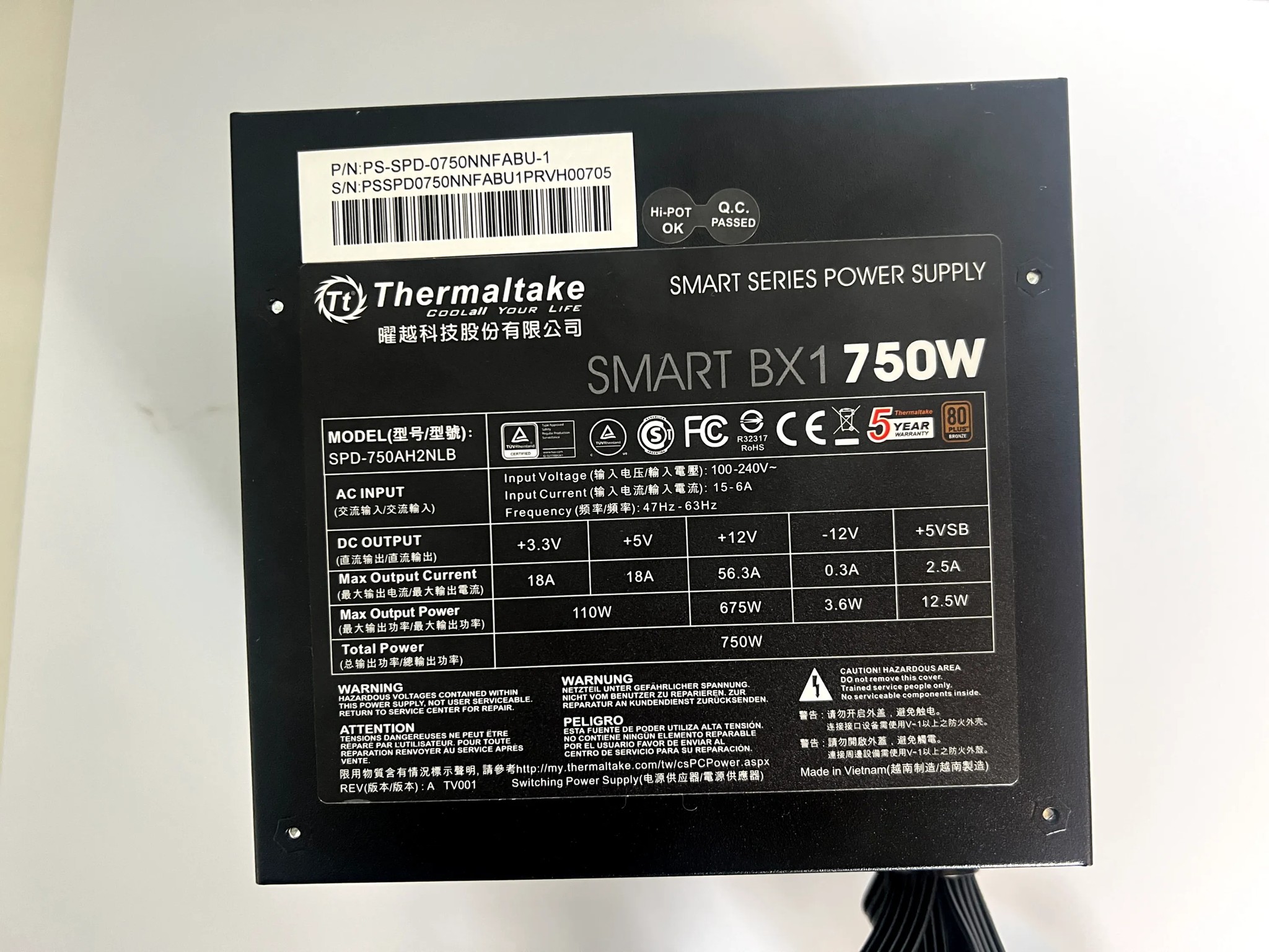 Thermaltake Smart BX1 750W 80+ Bronze Certified PSU