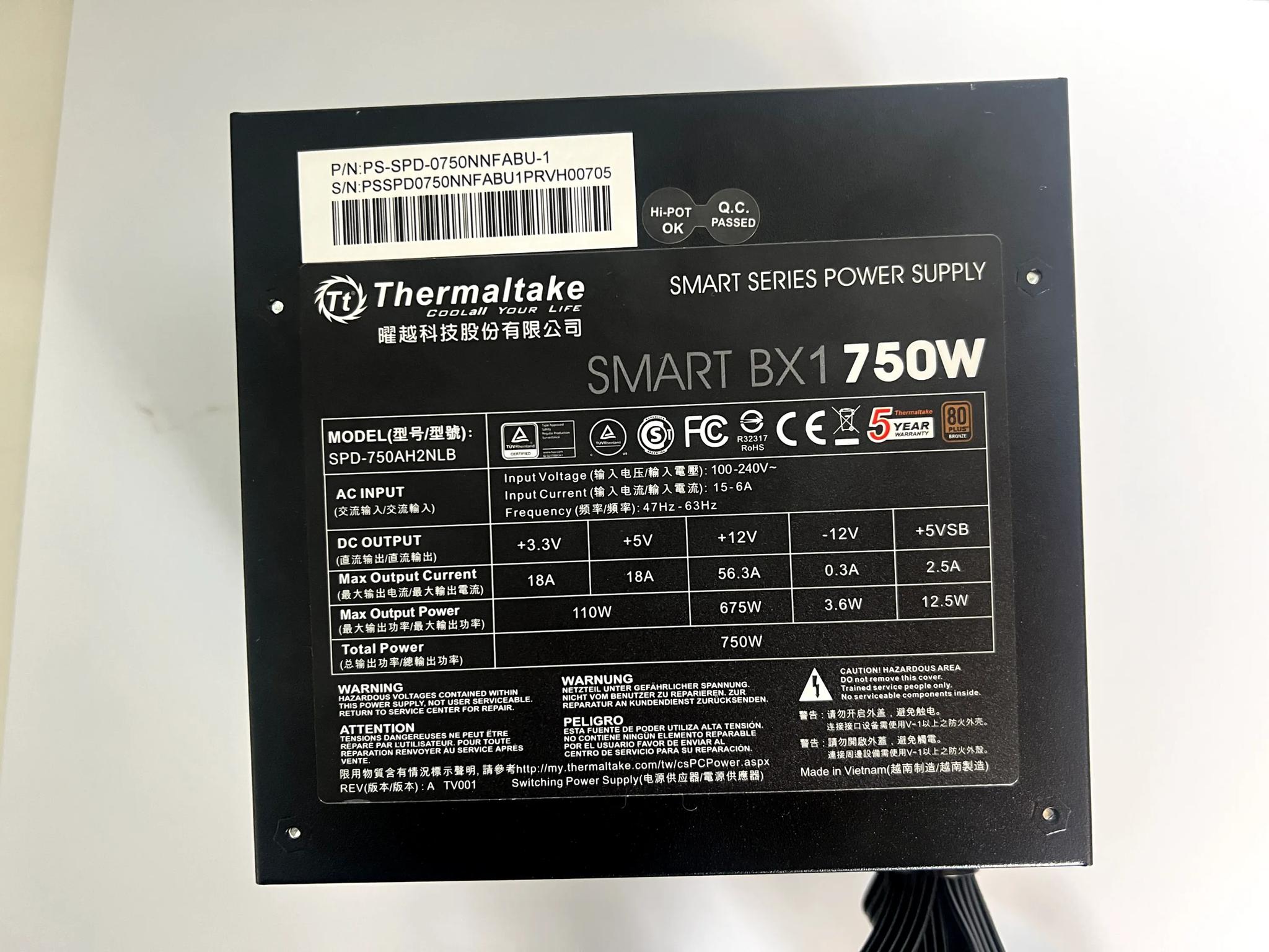 Thermaltake Smart BX1 750W 80+ Bronze Certified PSU