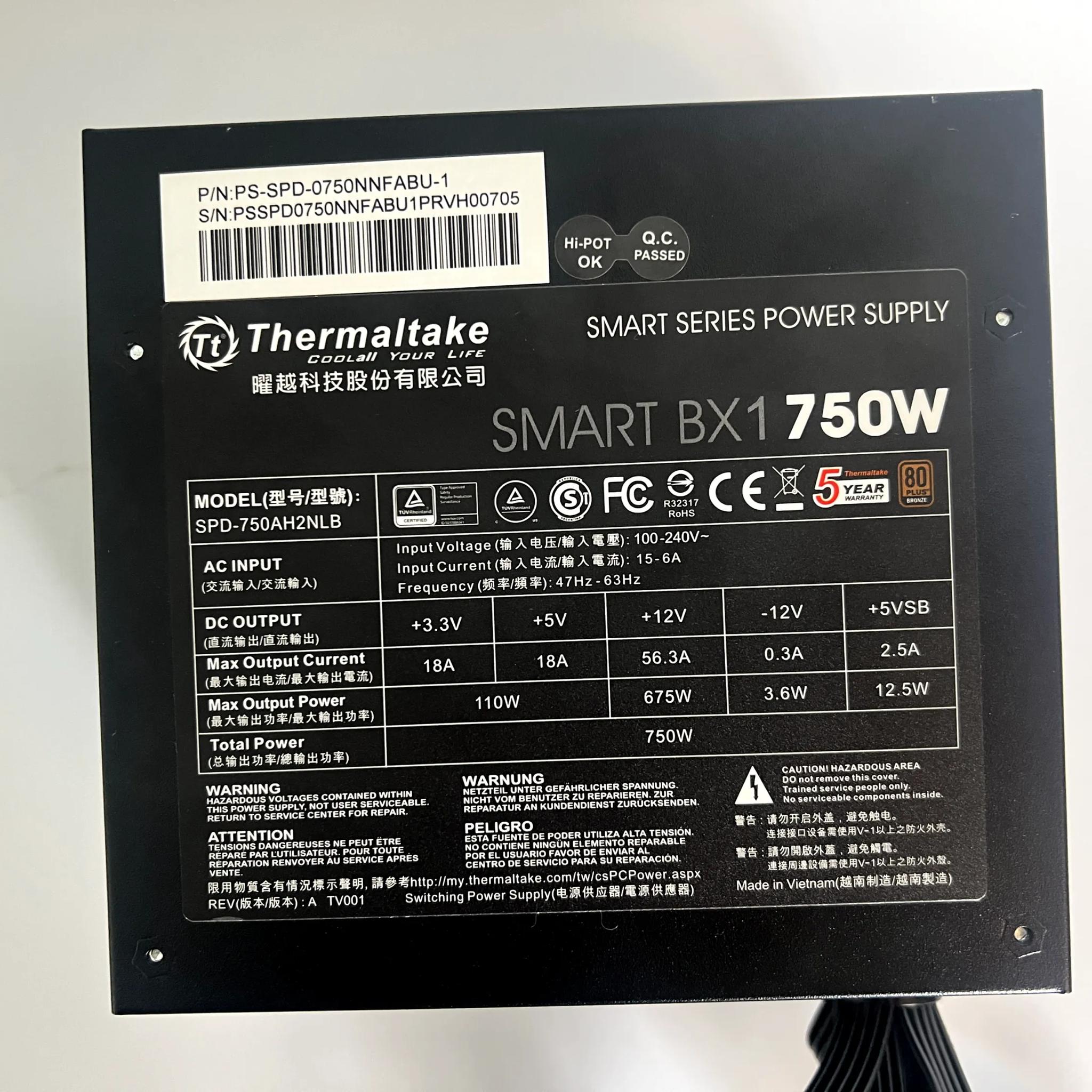 Thermaltake Smart BX1 750W 80+ Bronze Certified PSU