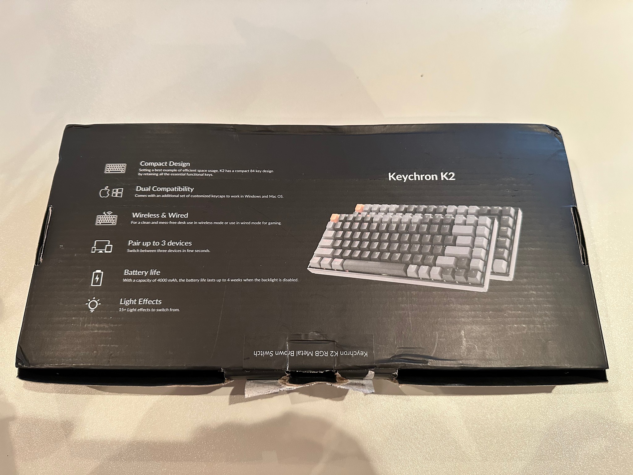 Keychron K2 RBG Metal Brown Switch Bluetooth Mechanical Keyboard (Like New, In Box)