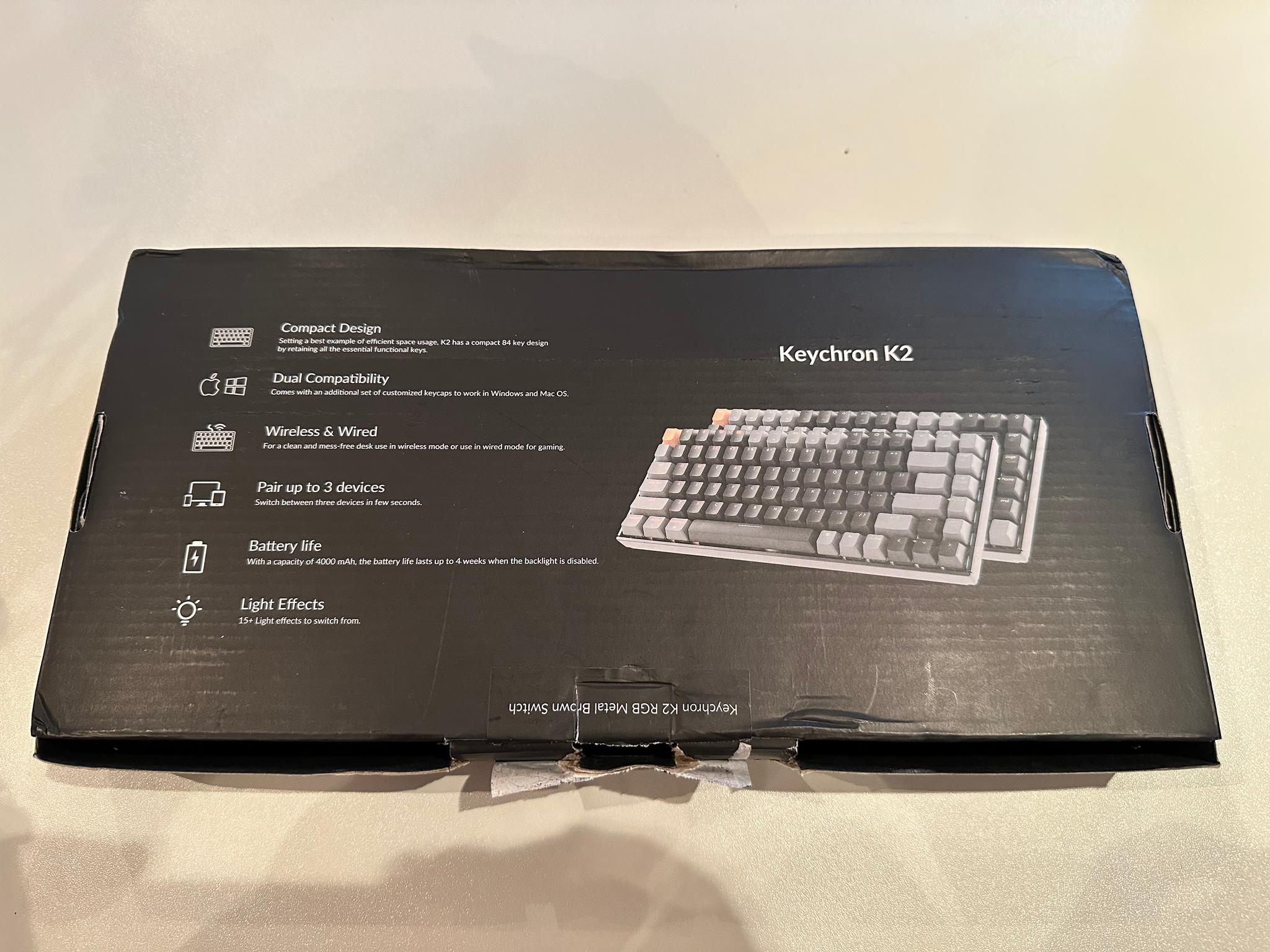 Keychron K2 RBG Metal Brown Switch Bluetooth Mechanical Keyboard (Like New, In Box)