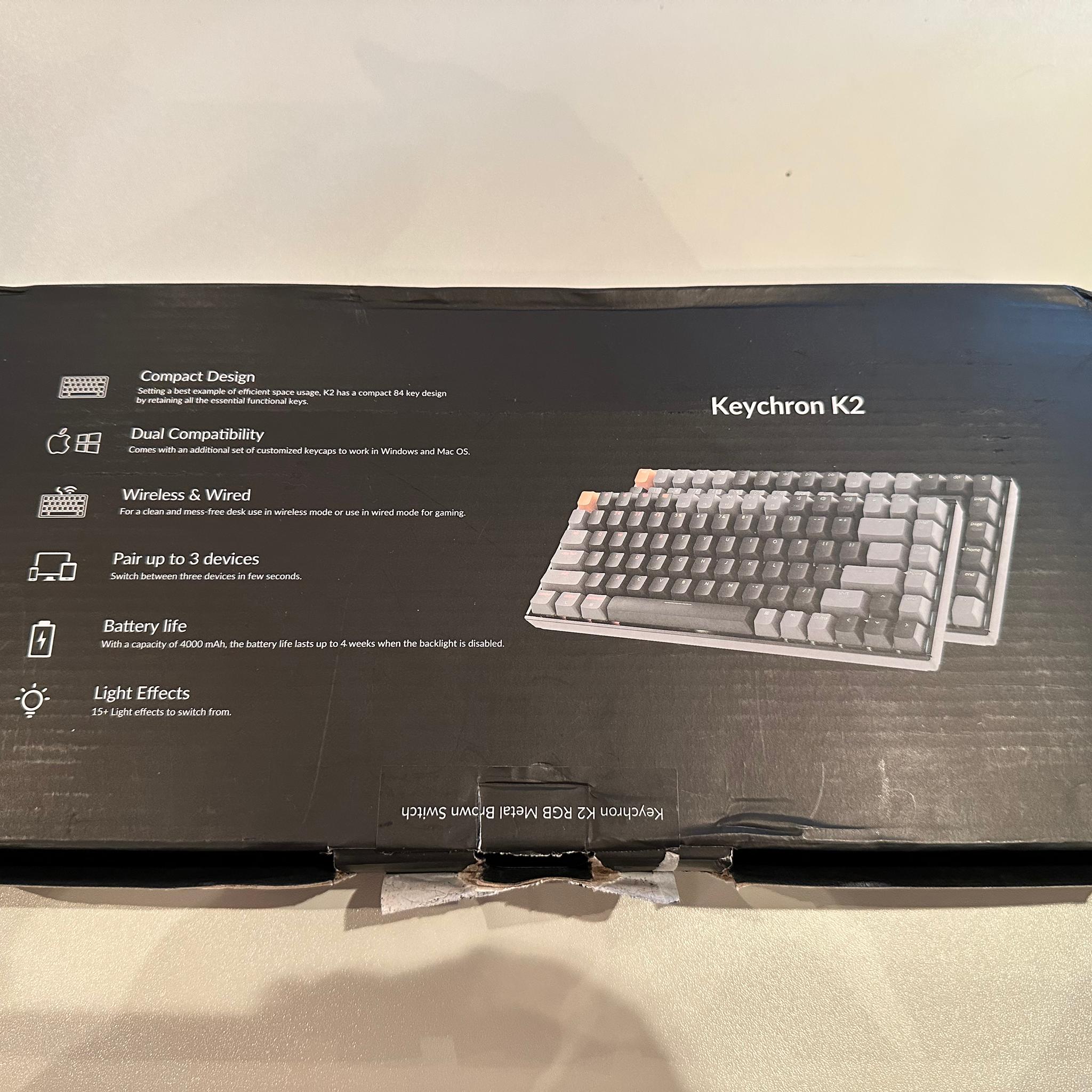 Keychron K2 RBG Metal Brown Switch Bluetooth Mechanical Keyboard (Like New, In Box)
