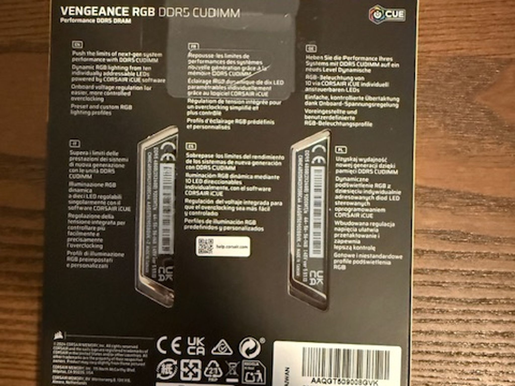 Corsair DDR5 Vengeance RBG CUDIMM 48GB (x2 24GB) 9200MHz Kit