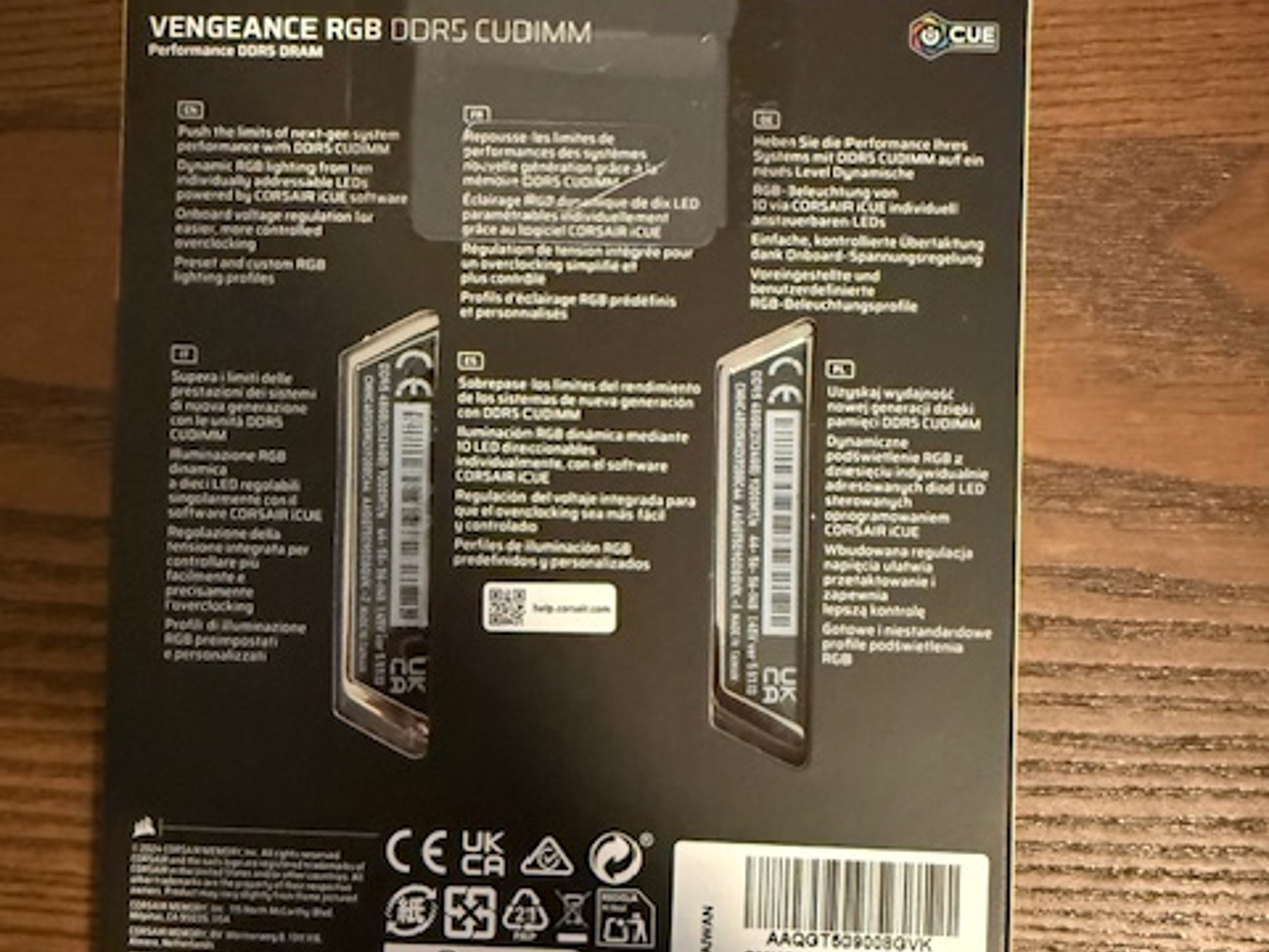 Corsair DDR5 Vengeance RBG CUDIMM 48GB (x2 24GB) 9200MHz Kit