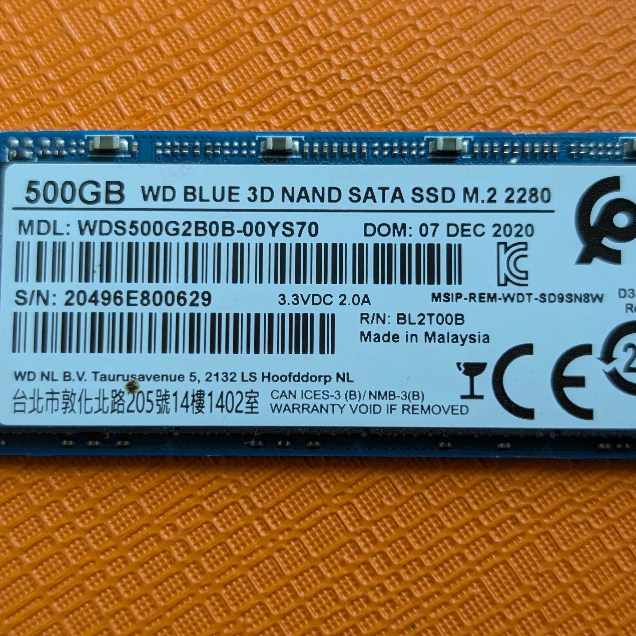 500GB WD Blue 3D NAND Internal PC SSD - SATA III 6 Gb/s, M.2 2280