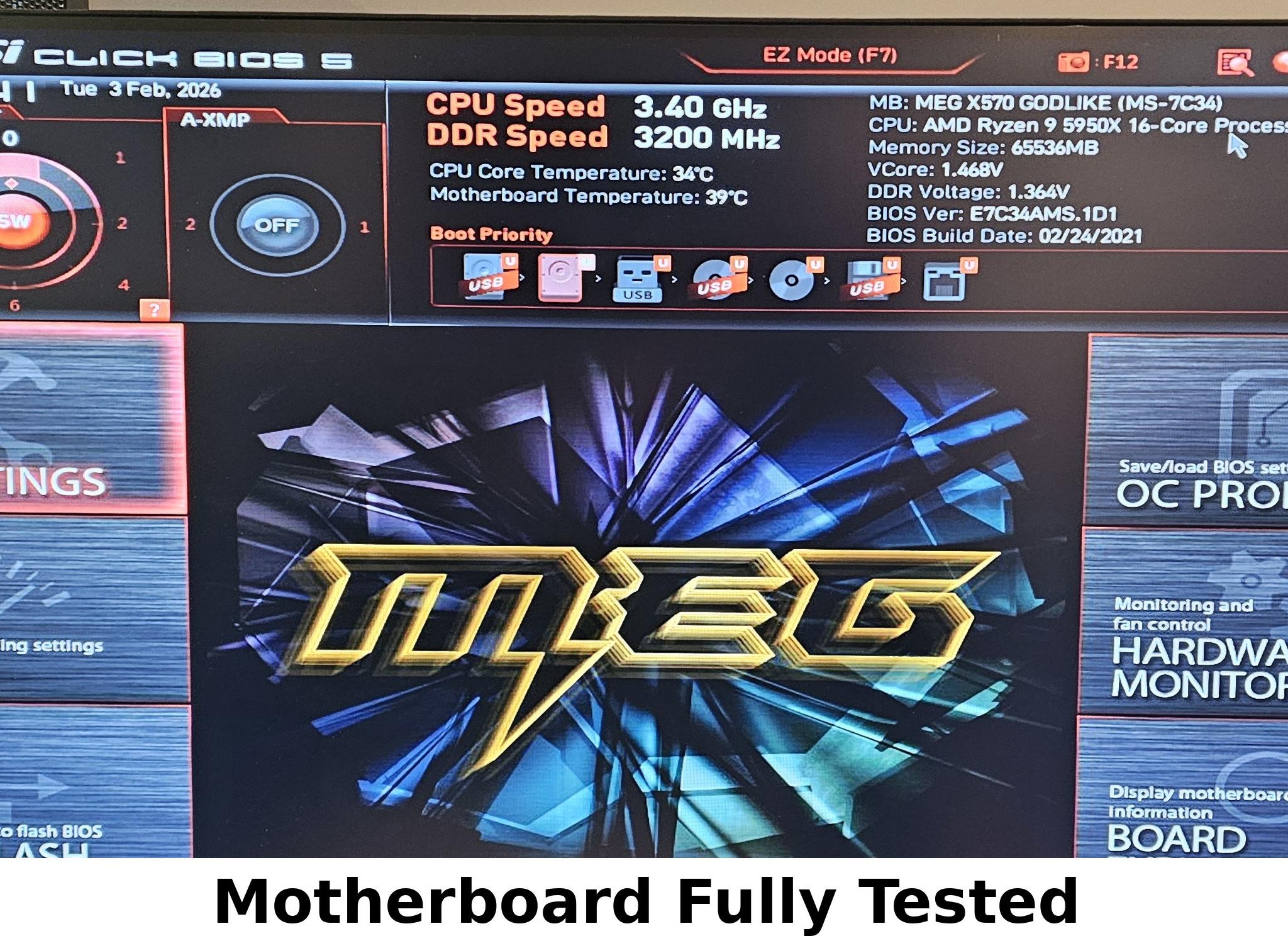 MSI MEG X570 Godlike MS-7C34 AM4 DDR4 Motherboard - Ready to Ship
