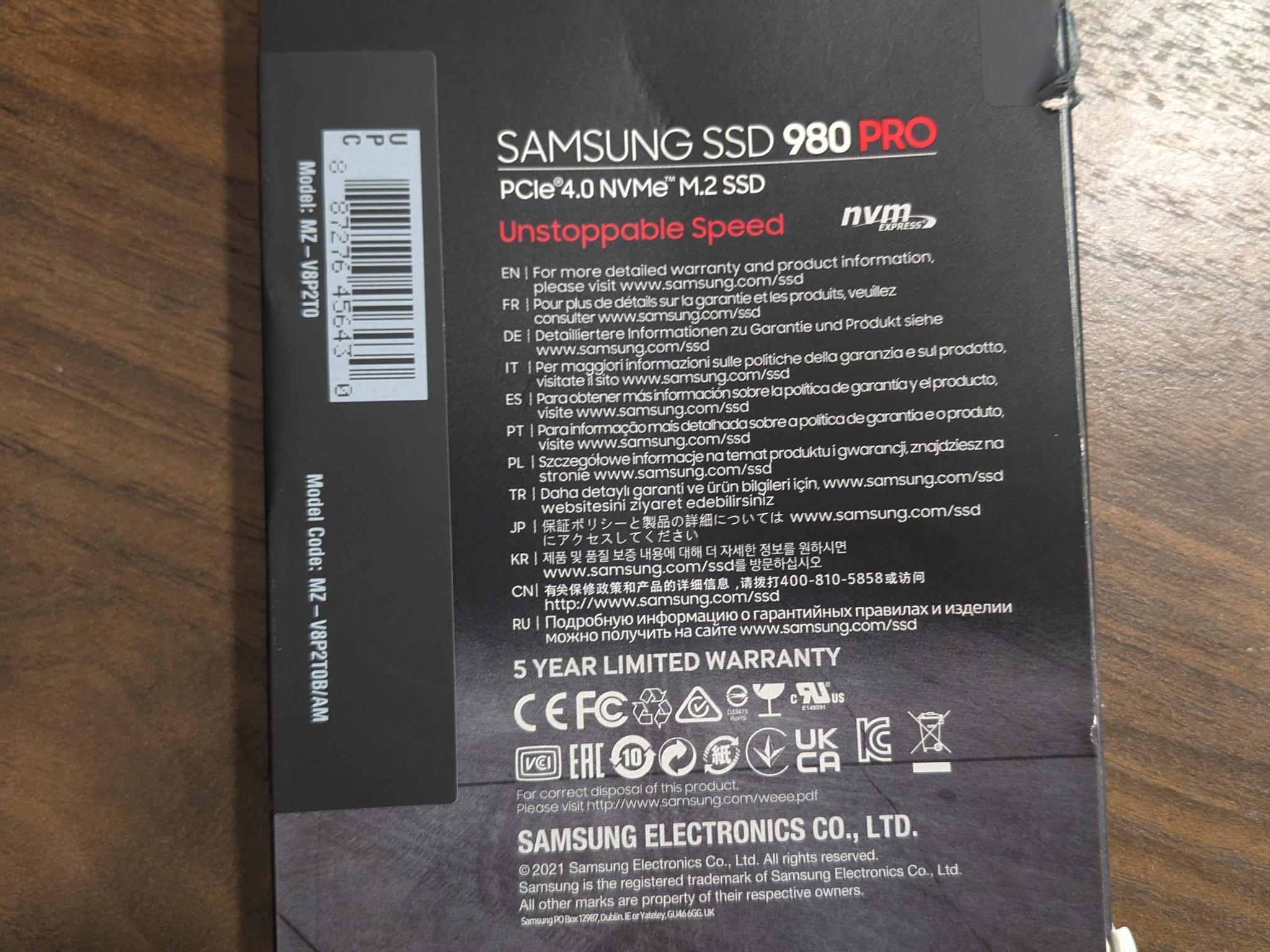 Samsung 980 Pro 2tb