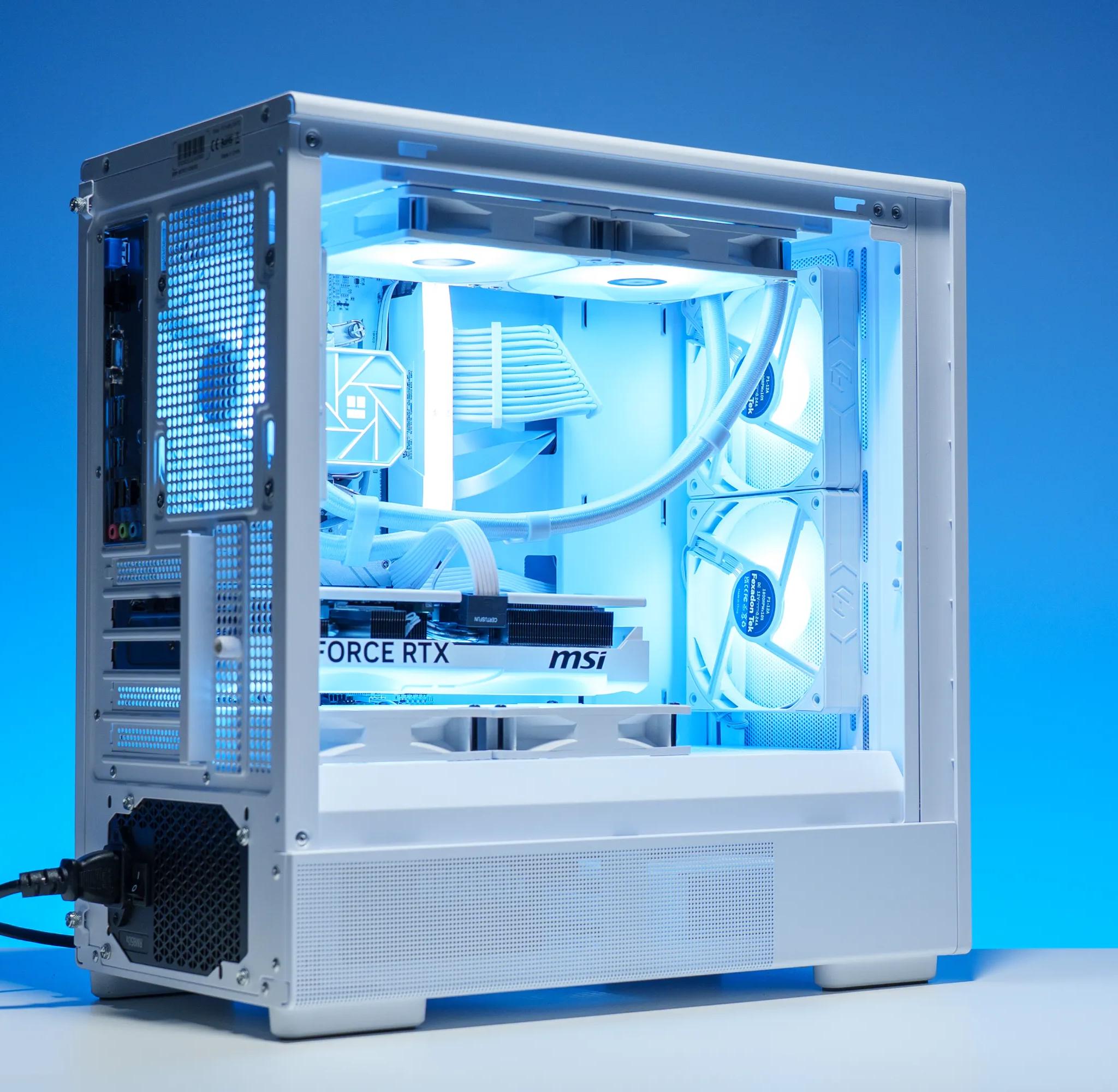 RTX 5070/Ryzen 5 9600x Gaming PC in White Case with Wood Slats | 32GB DDR5 | 2TB | 240 AIO | RGB